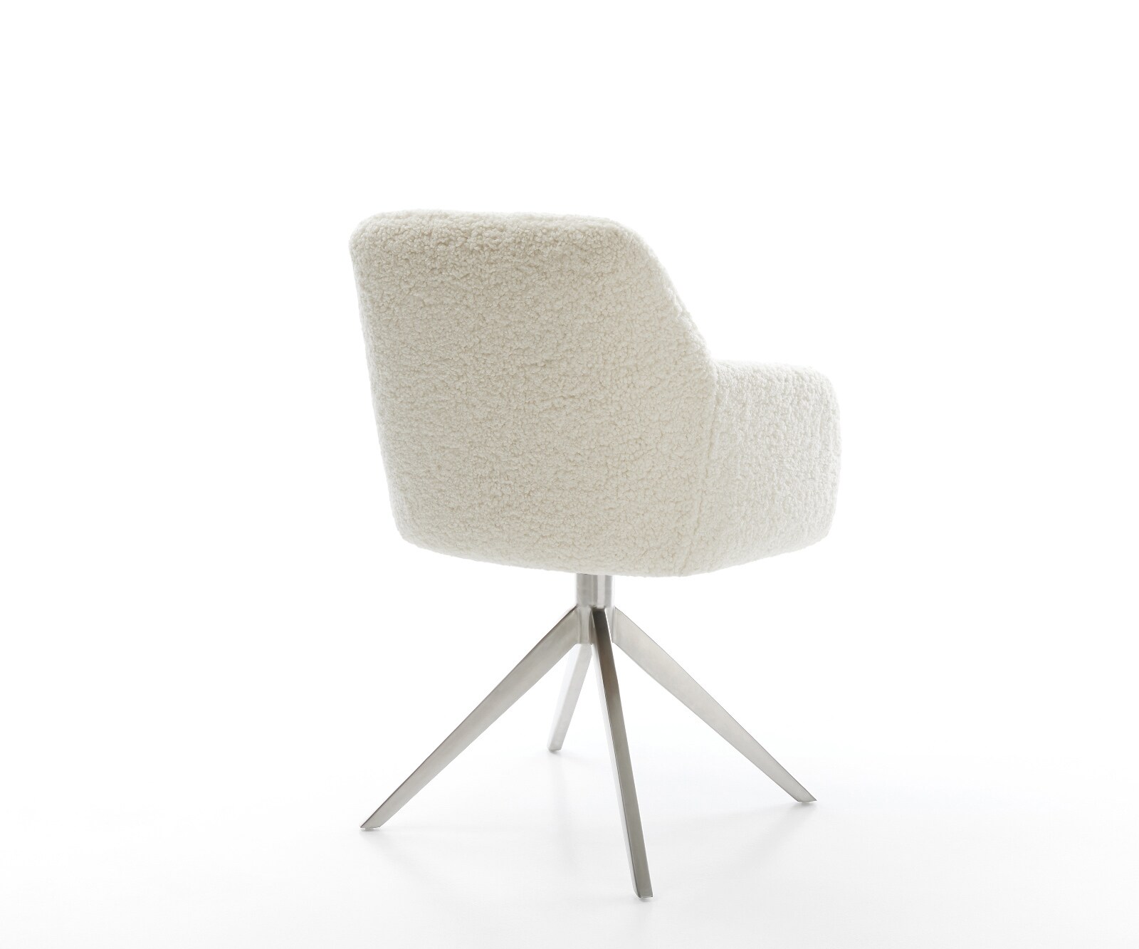 Drehstuhl Greg-Flex Teddystoff Beige Kreuzgestell breit Edelstahl 360° drehbar Wippfunktion Taschenfederkern 4