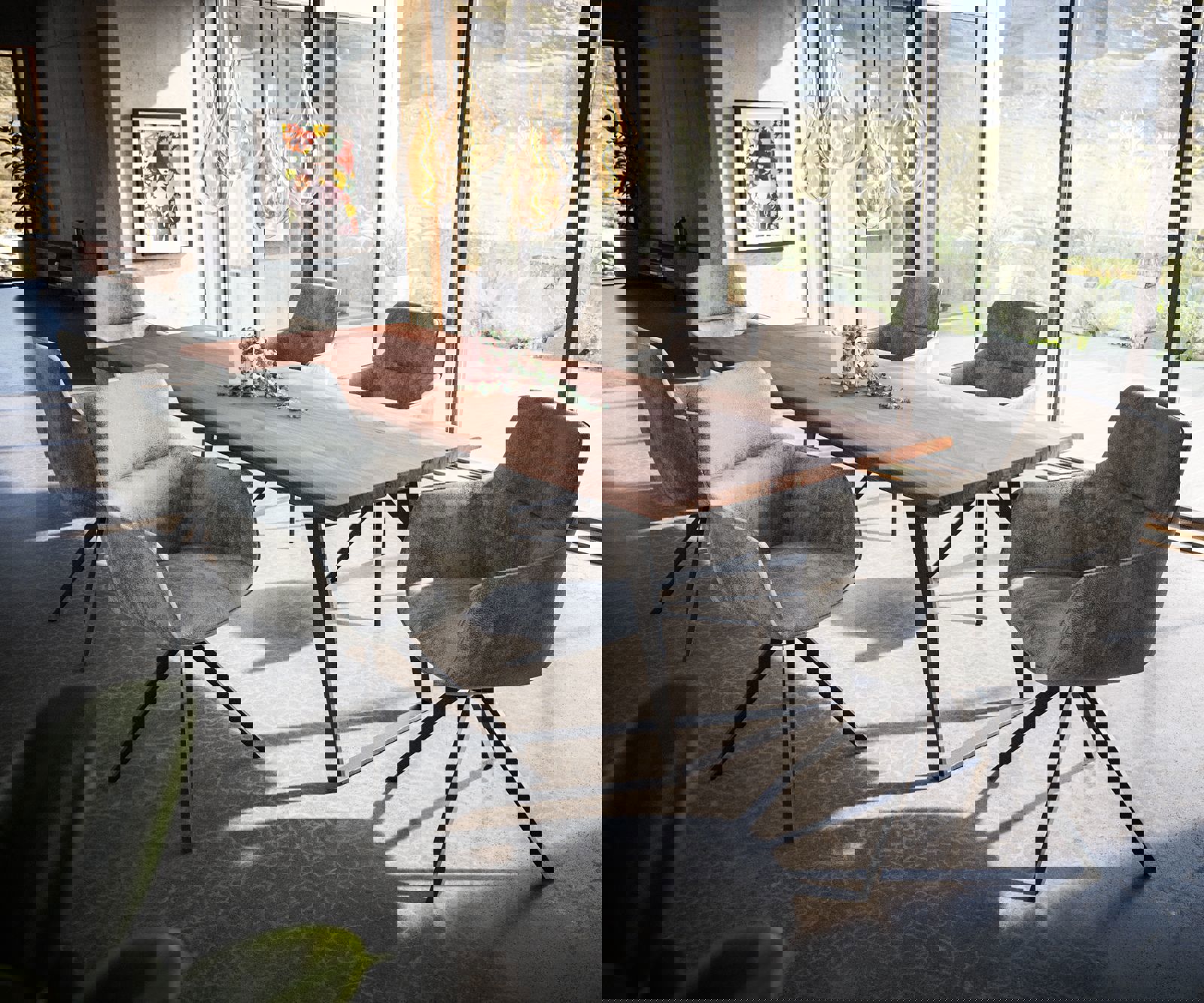 Esszimmerstuhl Pejo-Flex Mikrofaser Grau Antik Kreuzgestell kantig Schwarz Taschenfederkern 3 Esszimmerstuhl Pejo-Flex Mikrofaser Grau Antik Kreuzgestell kantig Schwarz Taschenfederkern 3