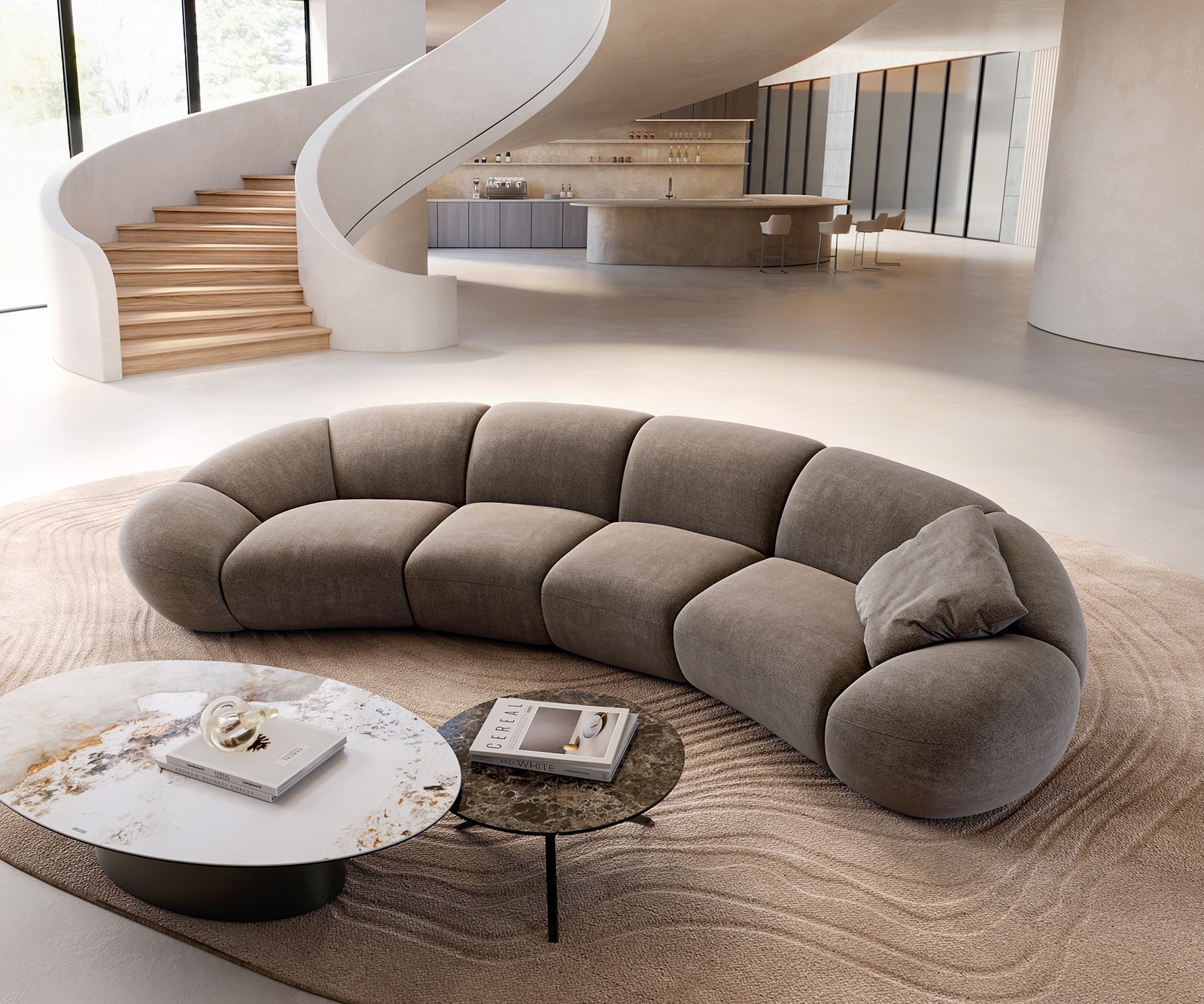 Big-Sofa Lunna 360x175 cm Strukturstoff Soft Taupe 2 Kissen 3 Big-Sofa Lunna 360x175 cm Strukturstoff Soft Taupe 2 Kissen 3