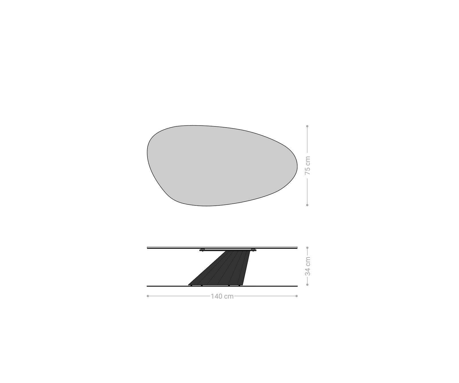Table basse Edge Oval 140x75 cm céramique Minas Melange Parabi Metall finition effet titane 6