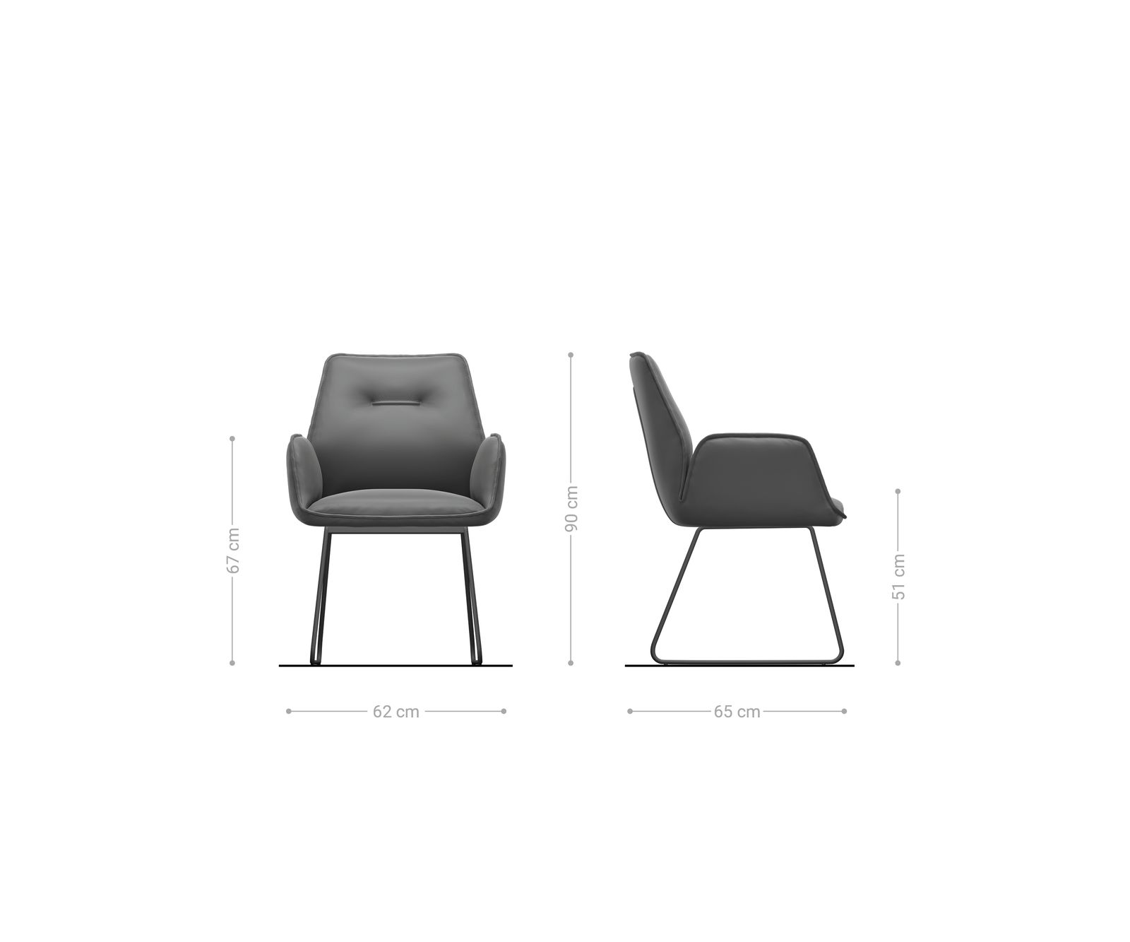 Chaise-de-salle-à-manger Zoa-Flex microvelours gris antique pied trapèze noir ressorts ensachés 6