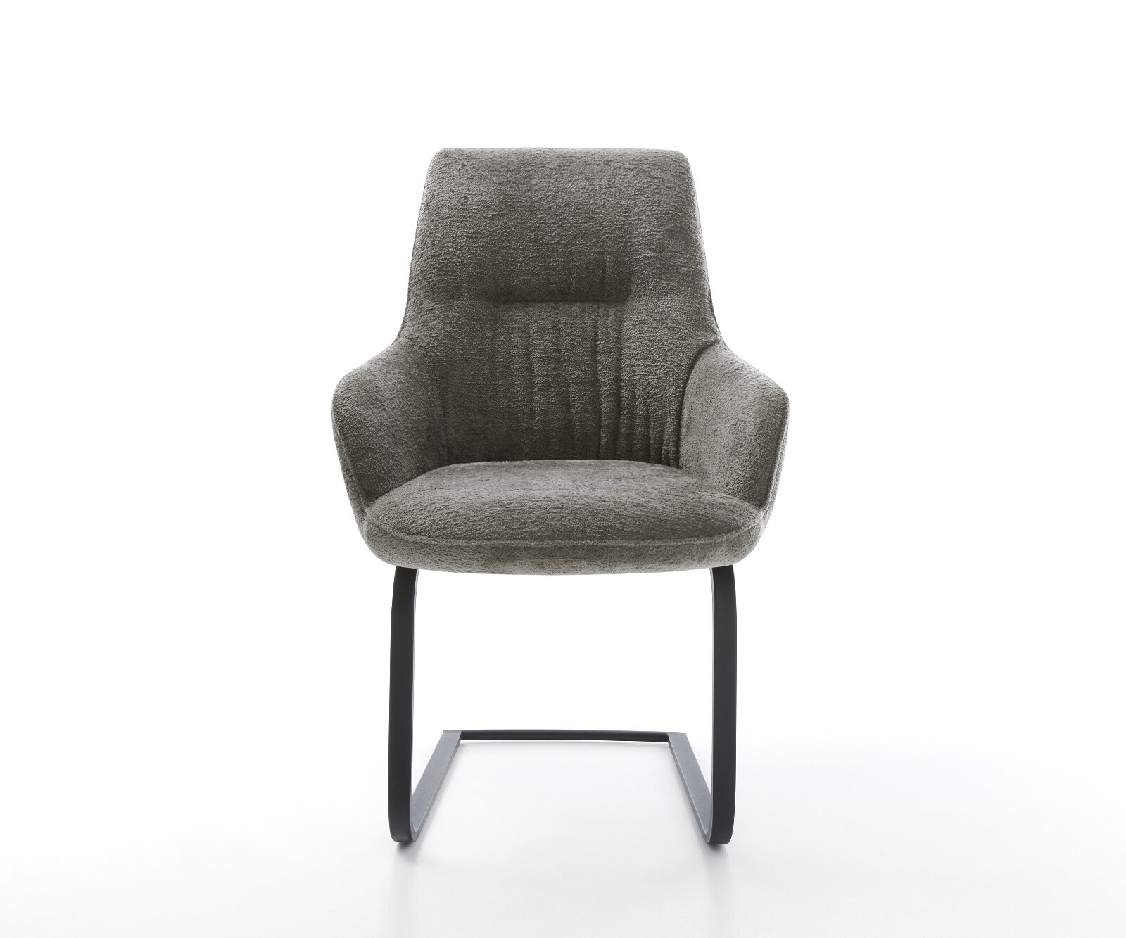Freischwinger Zelia-Flex mit Armlehnen Bouclé Soft Schlamm Freischwinger flach Graphit Taschenfederkern 1