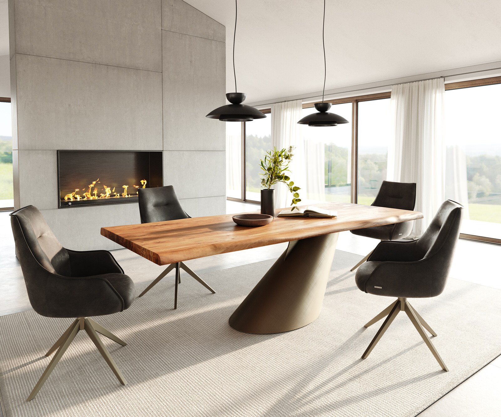 Esstisch Edge 240x100 Akazie Natur Cono Metallic Gold Live-Edge 6