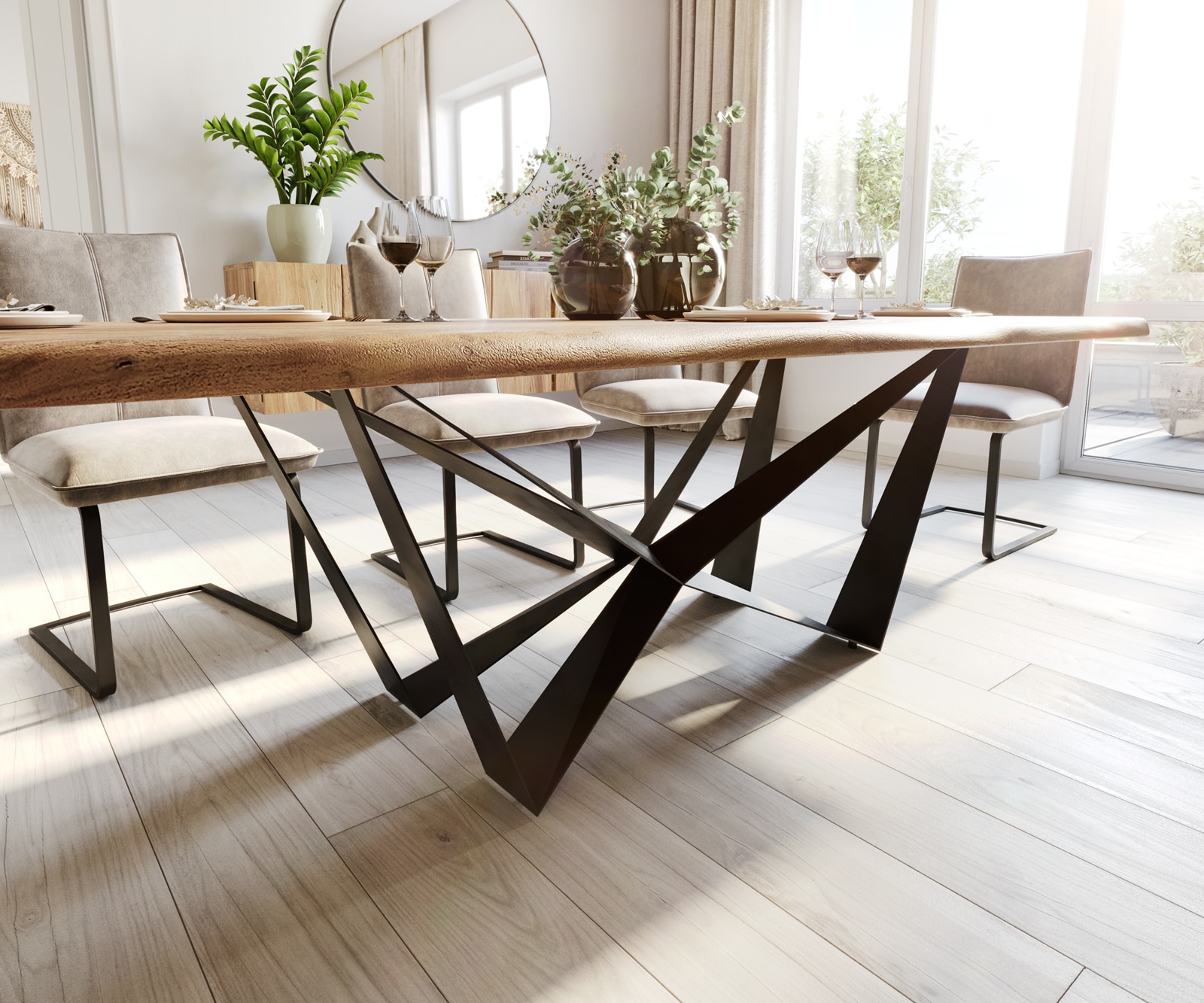 Table à manger Edge 260x100 Acacia Naturel Spider Acier plat Noir Live-Edge 4 Table à manger Edge 260x100 Acacia Naturel Spider Acier plat Noir Live-Edge 4