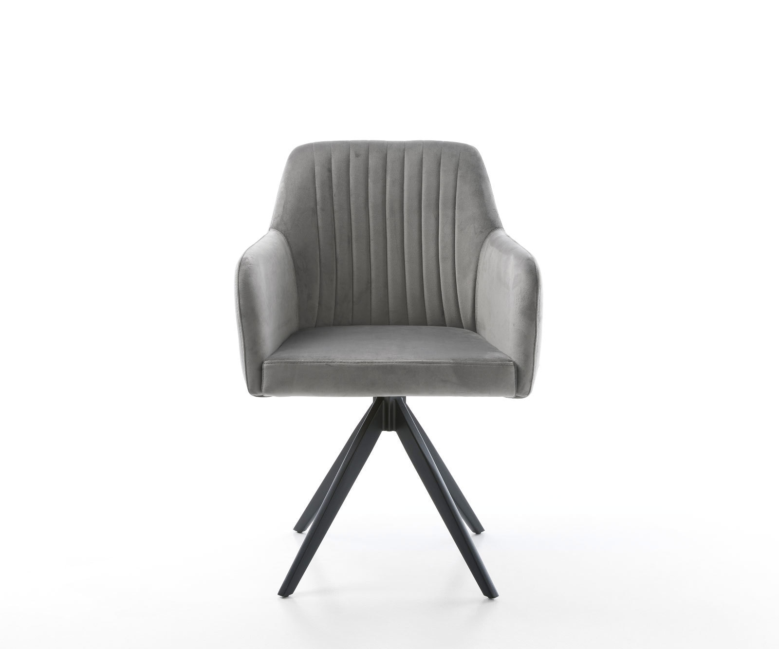 Esszimmerstuhl Greg-Flex Samt Grau Kreuzgestell kantig Schwarz Taschenfederkern 1 Esszimmerstuhl Greg-Flex Samt Grau Kreuzgestell kantig Schwarz Taschenfederkern 1
