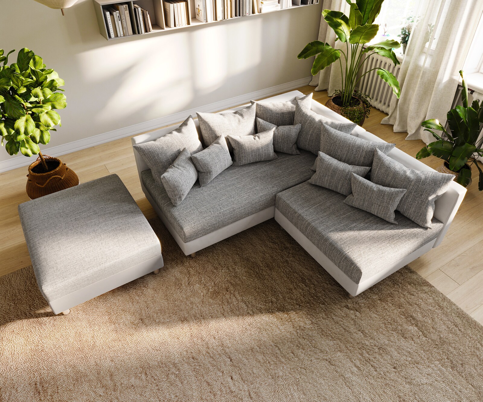 Ecksofa Clovis Weiss Hellgrau Modulsofa Hocker Ottomane Links 5 Ecksofa Clovis Weiss Hellgrau Modulsofa Hocker Ottomane Links 5