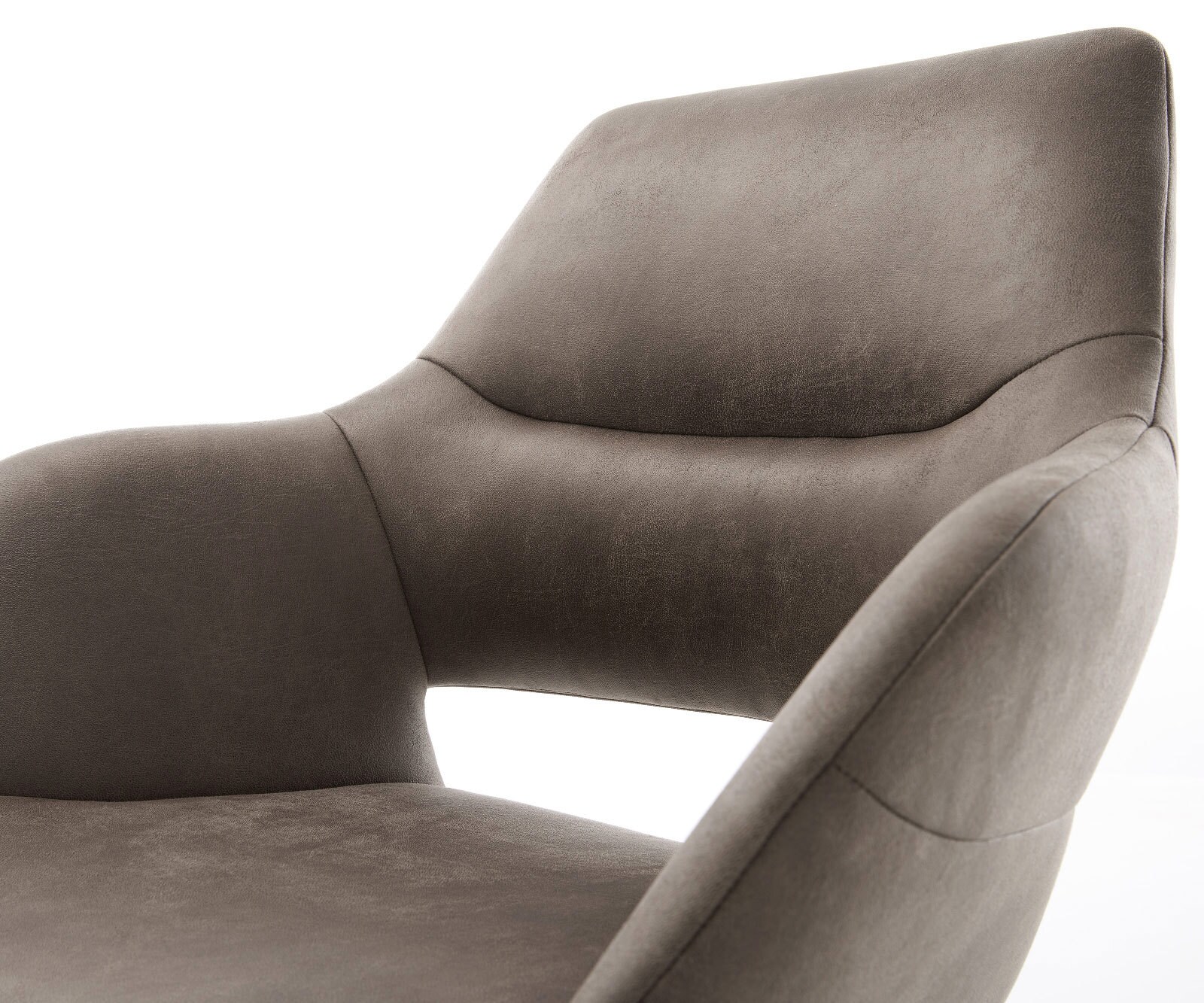 Drehstuhl Yago-Flex mit Armlehnen Mikrofaser Taupe Vintage Kreuzgestell breit Edelstahl 360° drehbar Wippfunktion Taschenfederkern 3