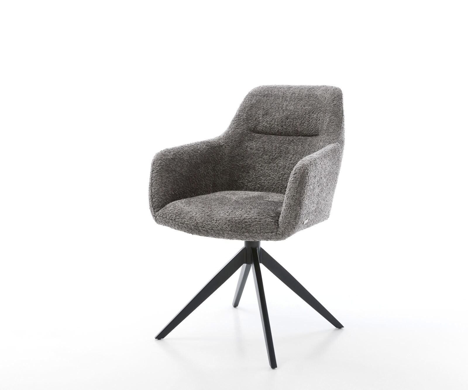 Chaise-pivotante Pejo-Flex bouclé gris pied croisé large noir pivotement sur 360° fonction bascule ressorts ensachés 1