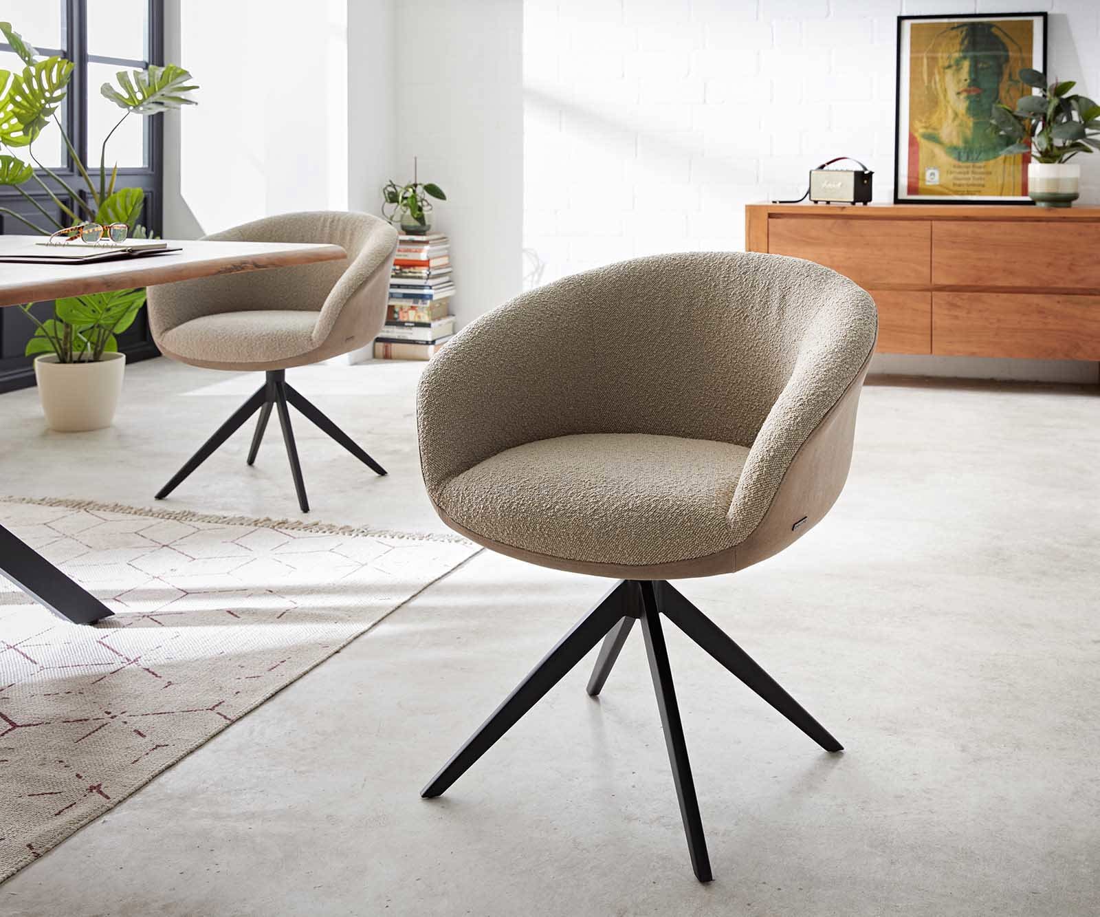 Drehstuhl Vinka-Flex mit Armlehnen Materialmix Schlamm Kreuzgestell breit Schwarz 360° drehbar Taschenfederkern Drehstuhl Vinka-Flex mit Armlehnen Materialmix Schlamm Kreuzgestell breit Schwarz 360° drehbar Taschenfederkern