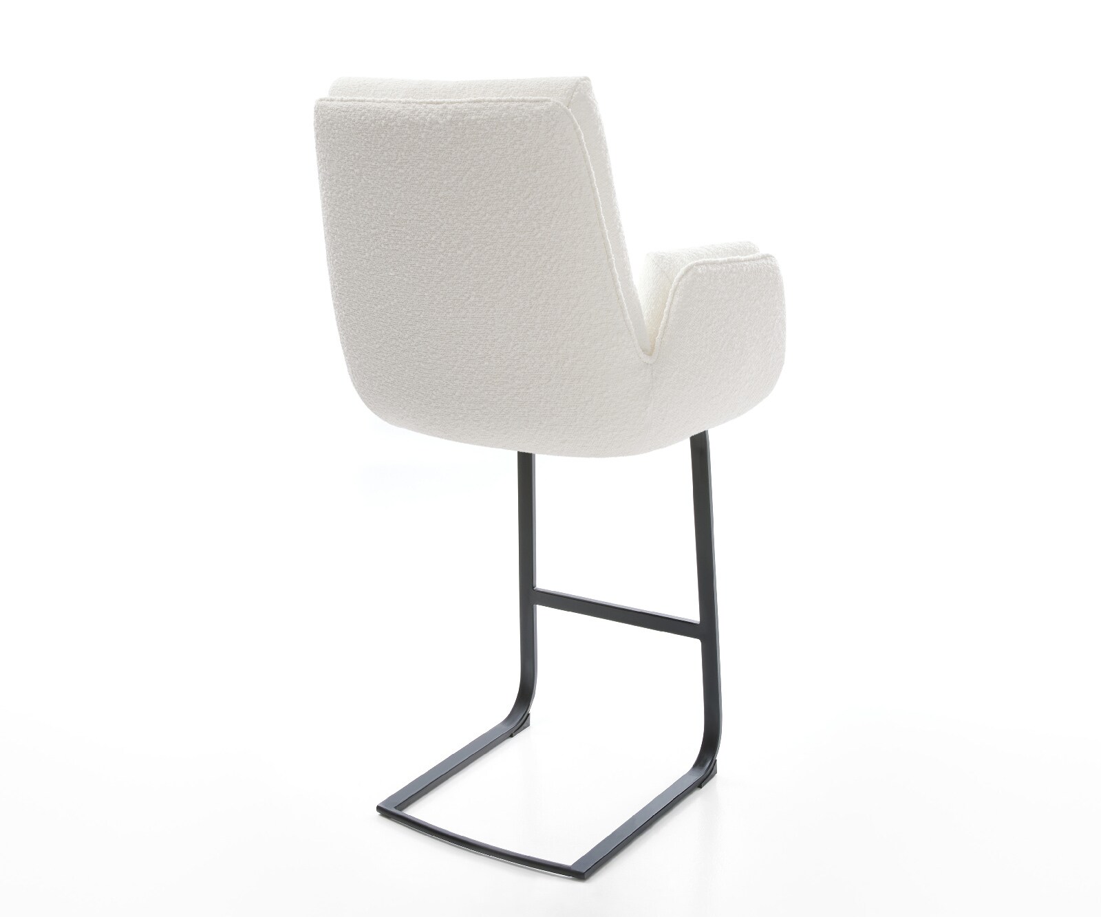 Barstuhl Clea-Flex Bouclé Creme-Weiß Freischwinger Flach Metall Schwarz 4