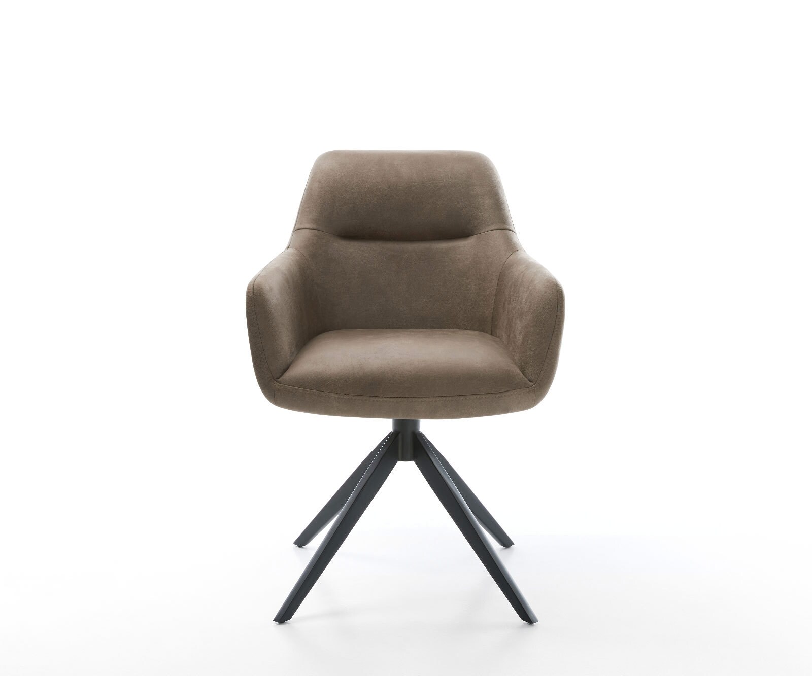 Drehstuhl Pejo-Flex Mikrofaser Taupe Vintage Kreuzgestell breit Schwarz 360° drehbar Wippfunktion Taschenfederkern 1