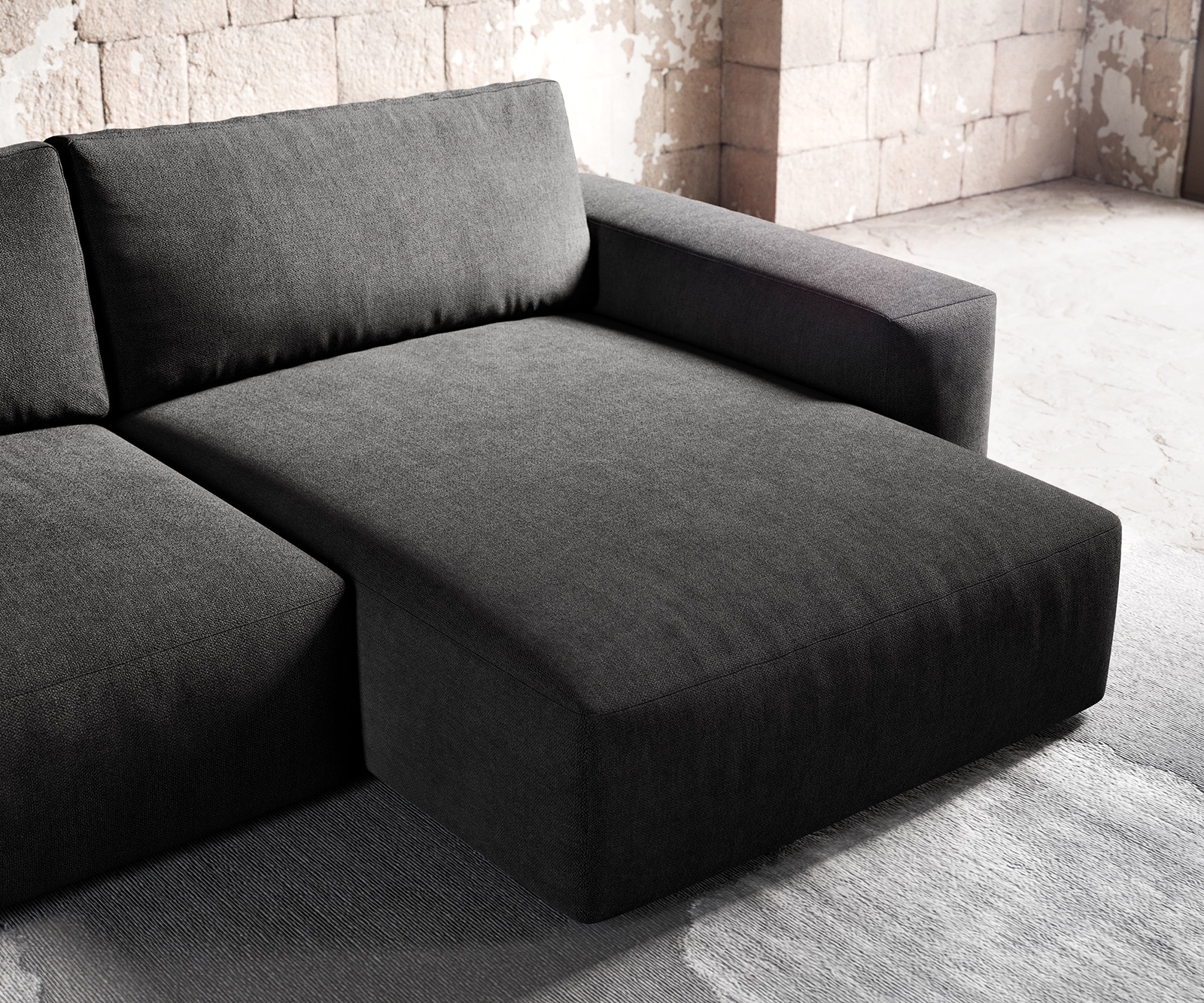 Ecksofa Lanzo XL 270x180 cm Mikrofaser Schwarz Recamiere variabel mit Hocker 4 Ecksofa Lanzo XL 270x180 cm Mikrofaser Schwarz Recamiere variabel mit Hocker 4