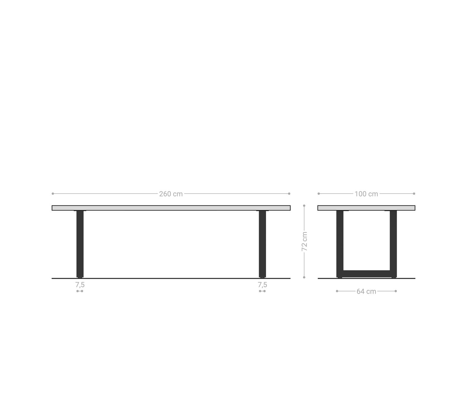 Table-à-manger Edge 260x100x2,5-3 chêne nature acier inoxydable large Live-Edge 9