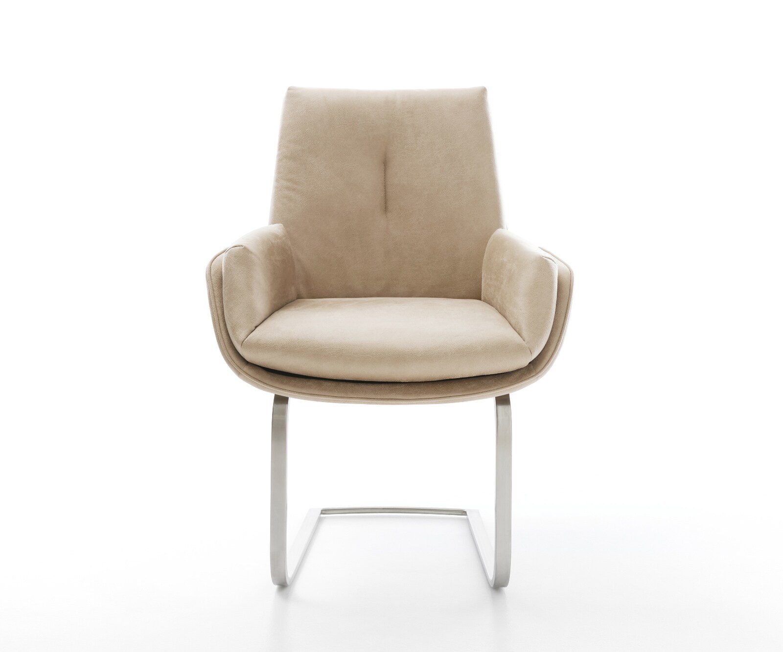 Freischwinger Clea-Flex Mikrofaser Beige Vintage Freischwinger flach Edelstahl 2