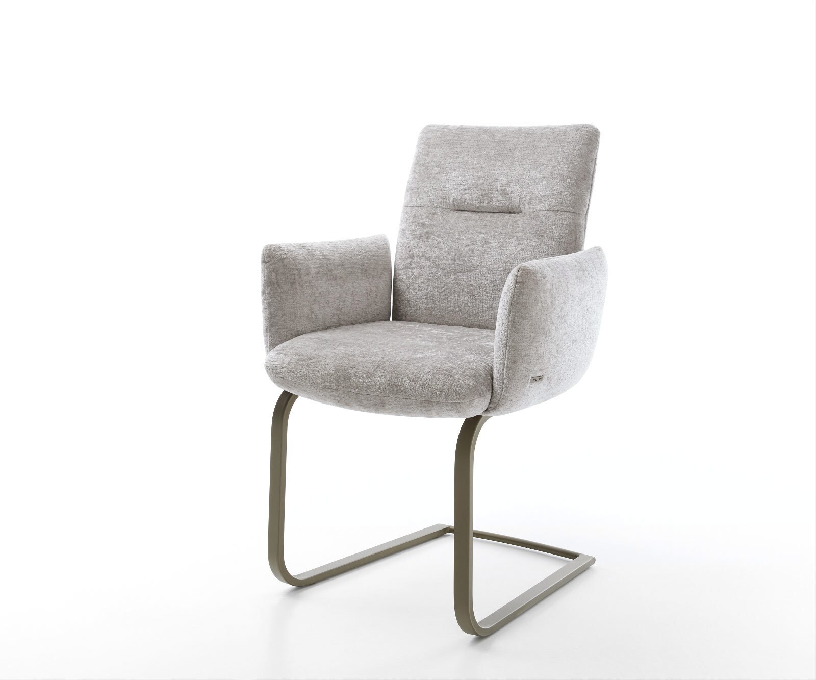 Freischwinger Jova-Flex mit Armlehnen Chenille Silbergrau Freischwinger flach Effektfinish Titan Taschenfederkern 1
