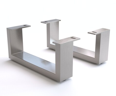 Pied-à-patin acier inox brossé 12,5 cm pour meubles à caisson de profondeur 40 cm (set de 2)