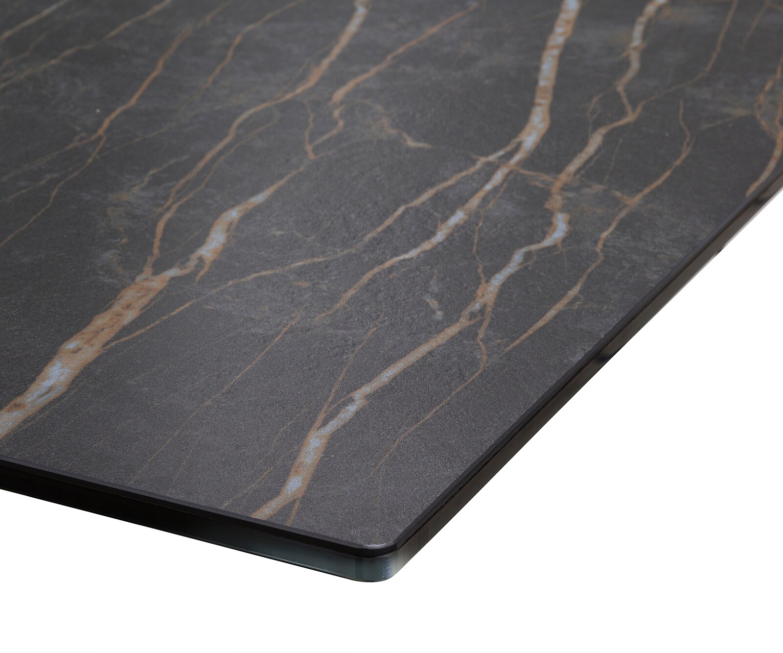 Esstisch Edge 200x100cm Keramik Laminam®Noir Desir Braun V-Mittelfuß Schwarz 5