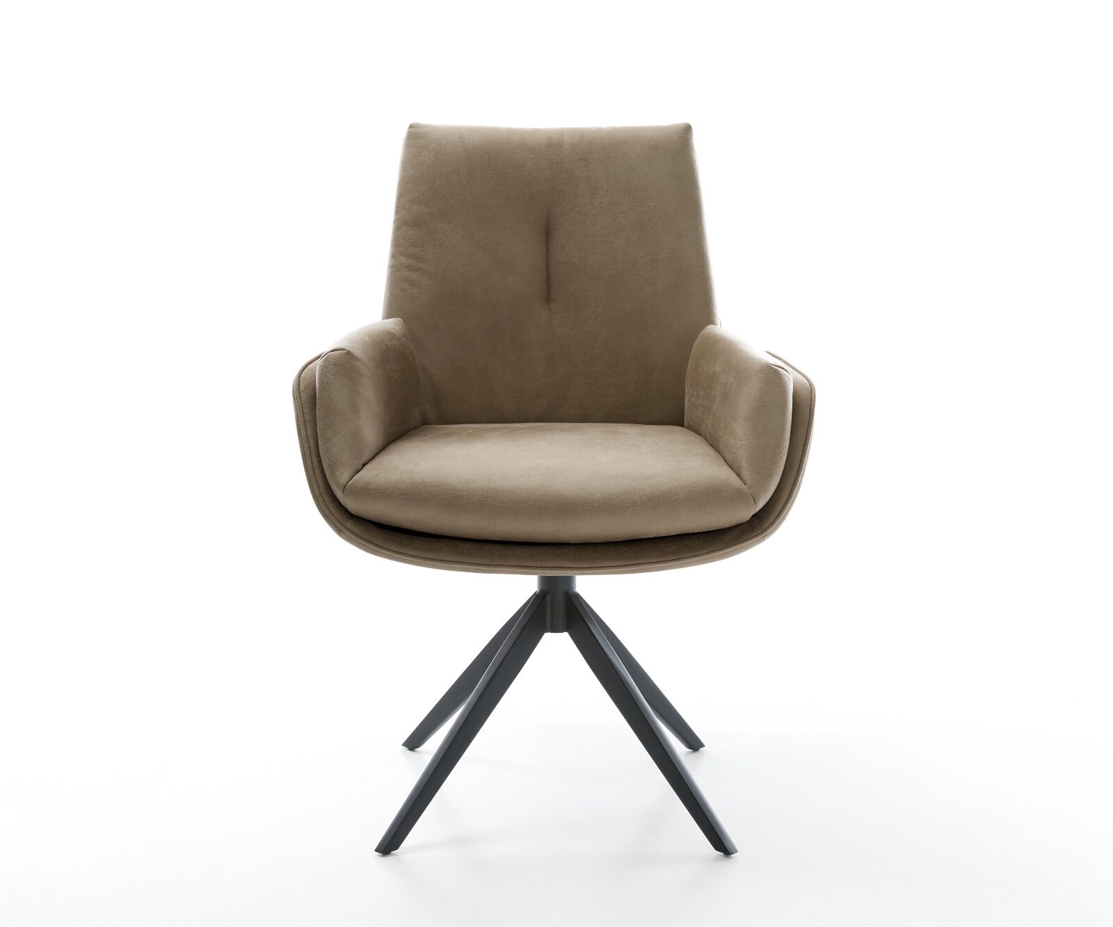 Drehstuhl Clea-Flex Mikrofaser Beige Vintage Kreuzgestell breit Schwarz 360° drehbar Wippfunktion 1