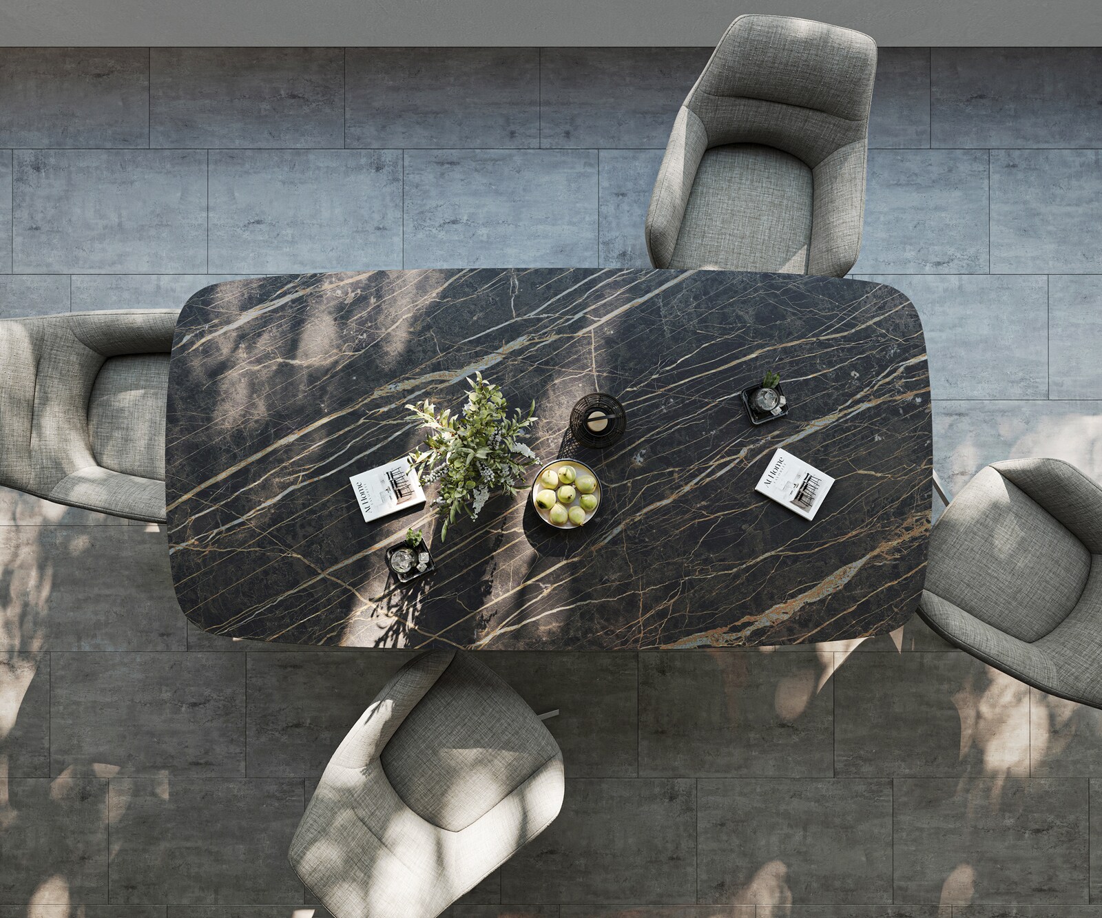 Table d’extérieur Edge Boot 200x100 cm céramique Laminam® Noir Desir brun piètement croisé rectangulaire noir 5