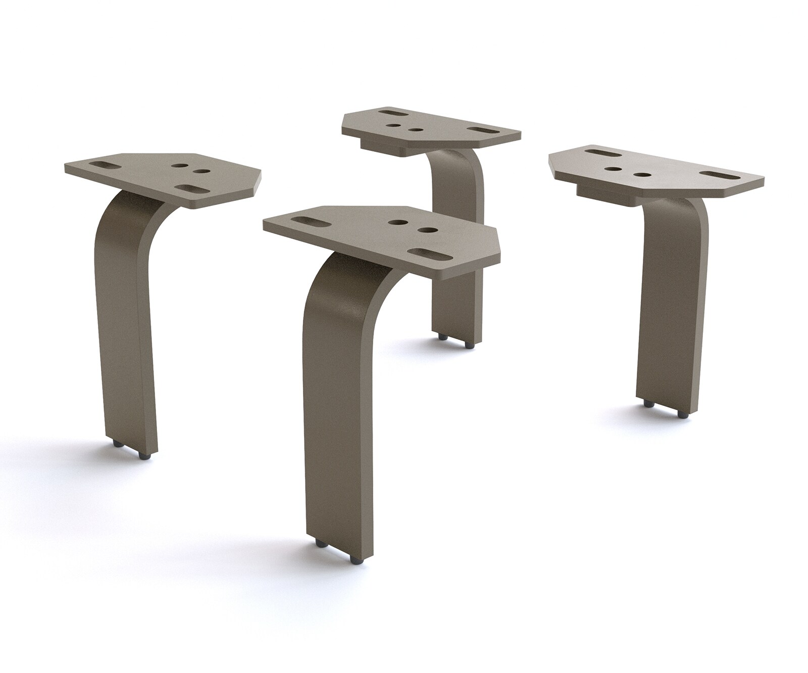 Fuß L-Form Metall Effektfinish Titan 15 cm für alle Möbelarten (4er Set)