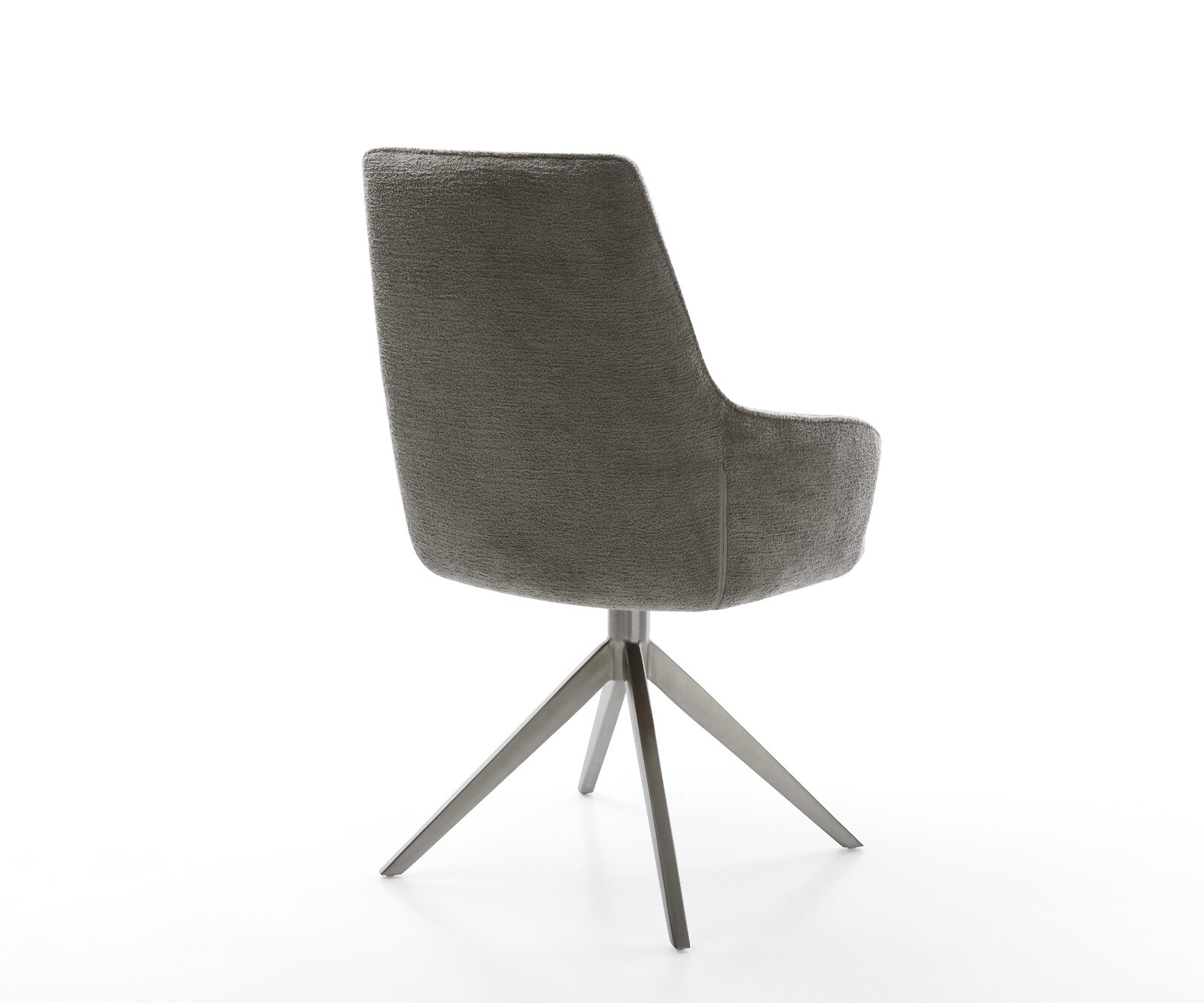 Chaise-pivotante Zelia-Flex avec accoudoirs bouclé doux couleur boue pied croisé large grafiete pivotement sur 360° fonction bascule resorts ensachés 4