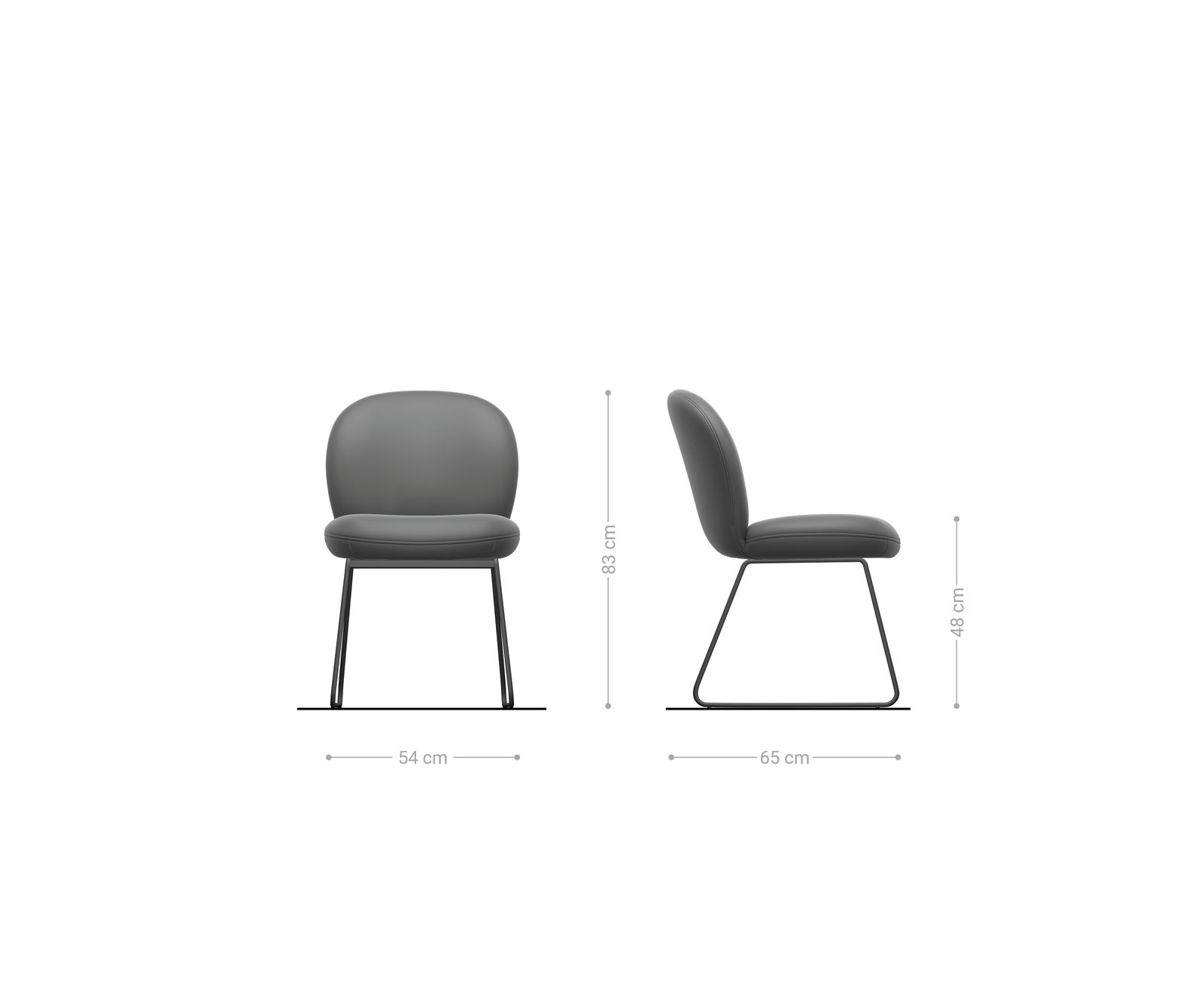 Esszimmerstuhl Nube-Flex Strukturstoff Soft Grau Kufengestell Edelstahl Taschenfederkern 5