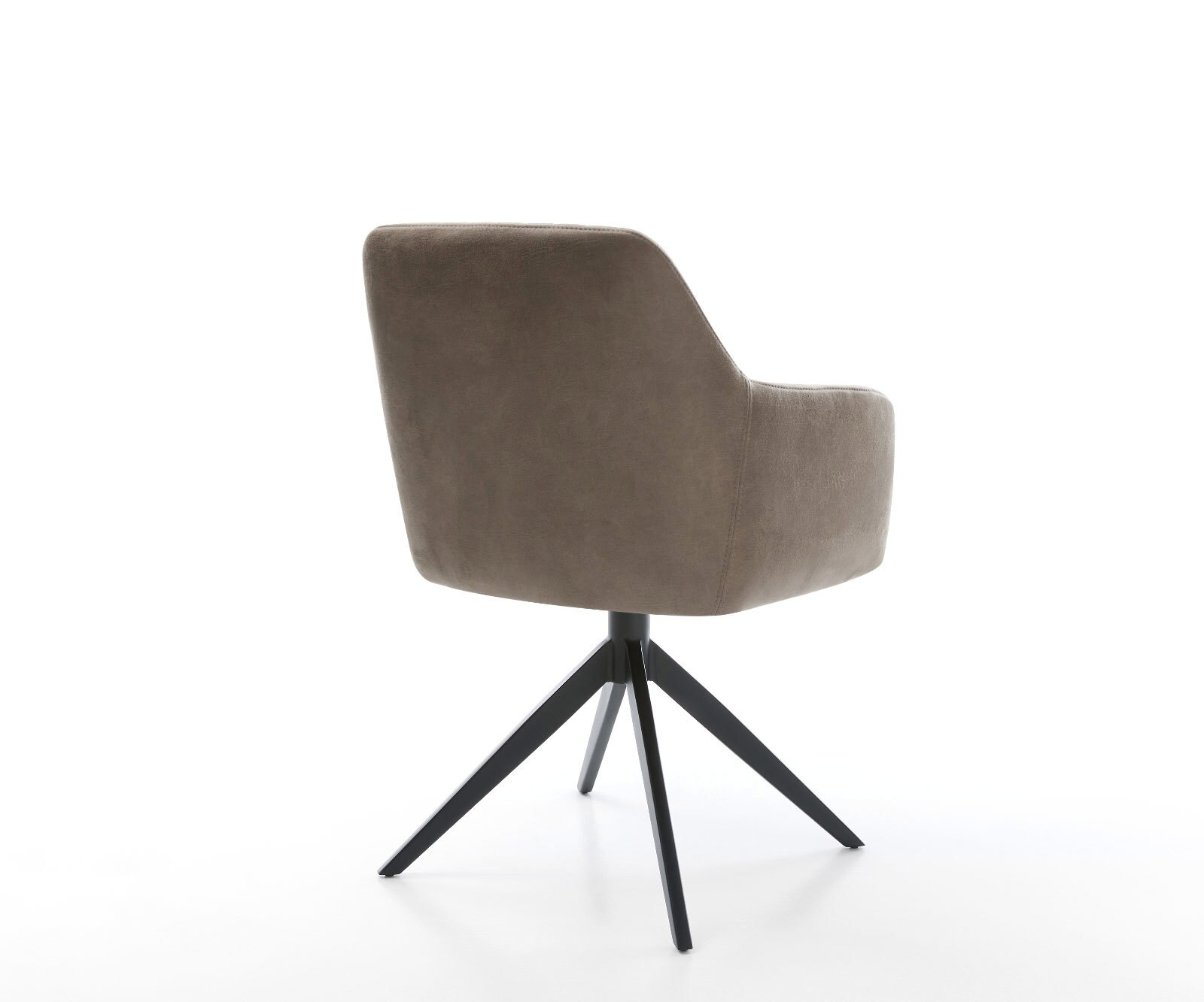 Drehstuhl Greg-Flex Mikrofaser Taupe Vintage Kreuzgestell breit Schwarz 360° drehbar Wippfunktion Taschenfederkern 4