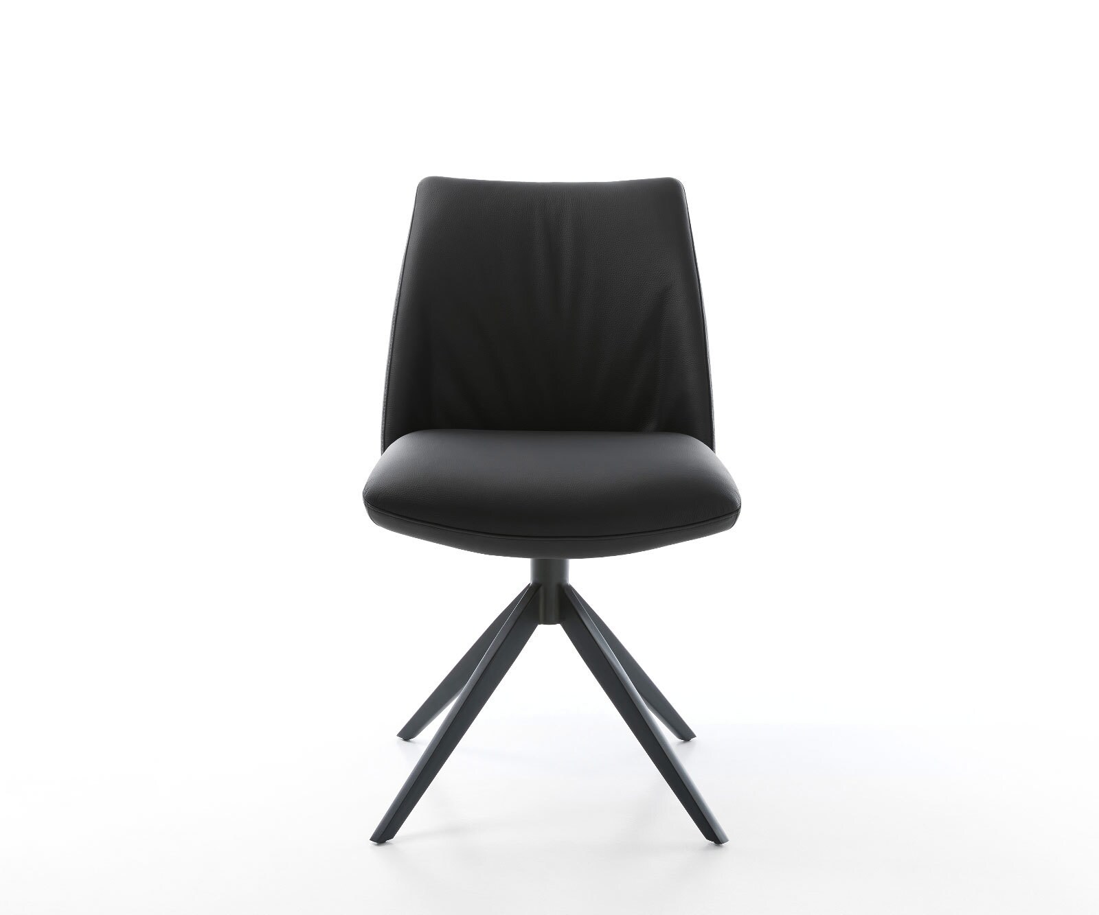 Chaise-pivotante Elso-Flex cuir de vache noir pied croisé large noir pivotement sur 360° fonction bascule ressorts ensachés 1