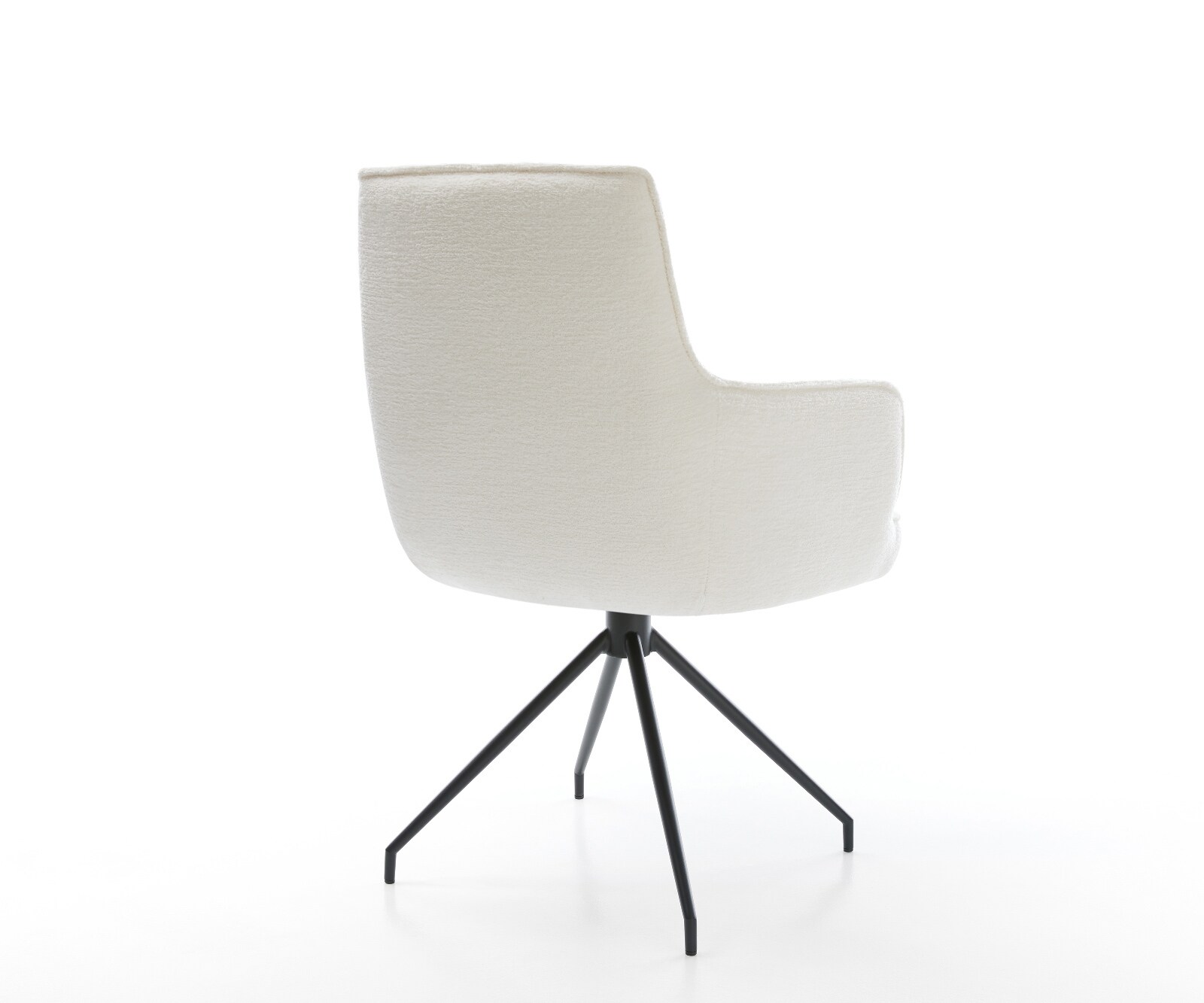 Esszimmerstuhl Heira-Flex mit Armlehnen Bouclé Soft Beige Kreuzgestell konisch Schwarz Taschenfederkern 4