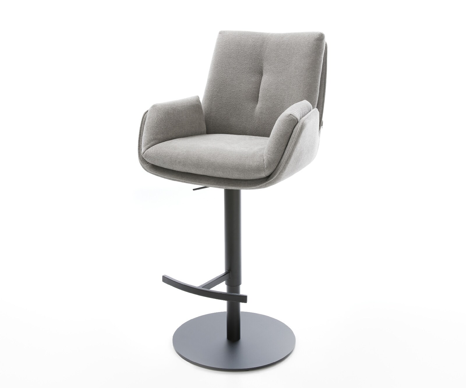 Barstuhl Clea-Flex Strukturstoff Soft Grau Drehfuß höhenverstellbar Metall drehbar