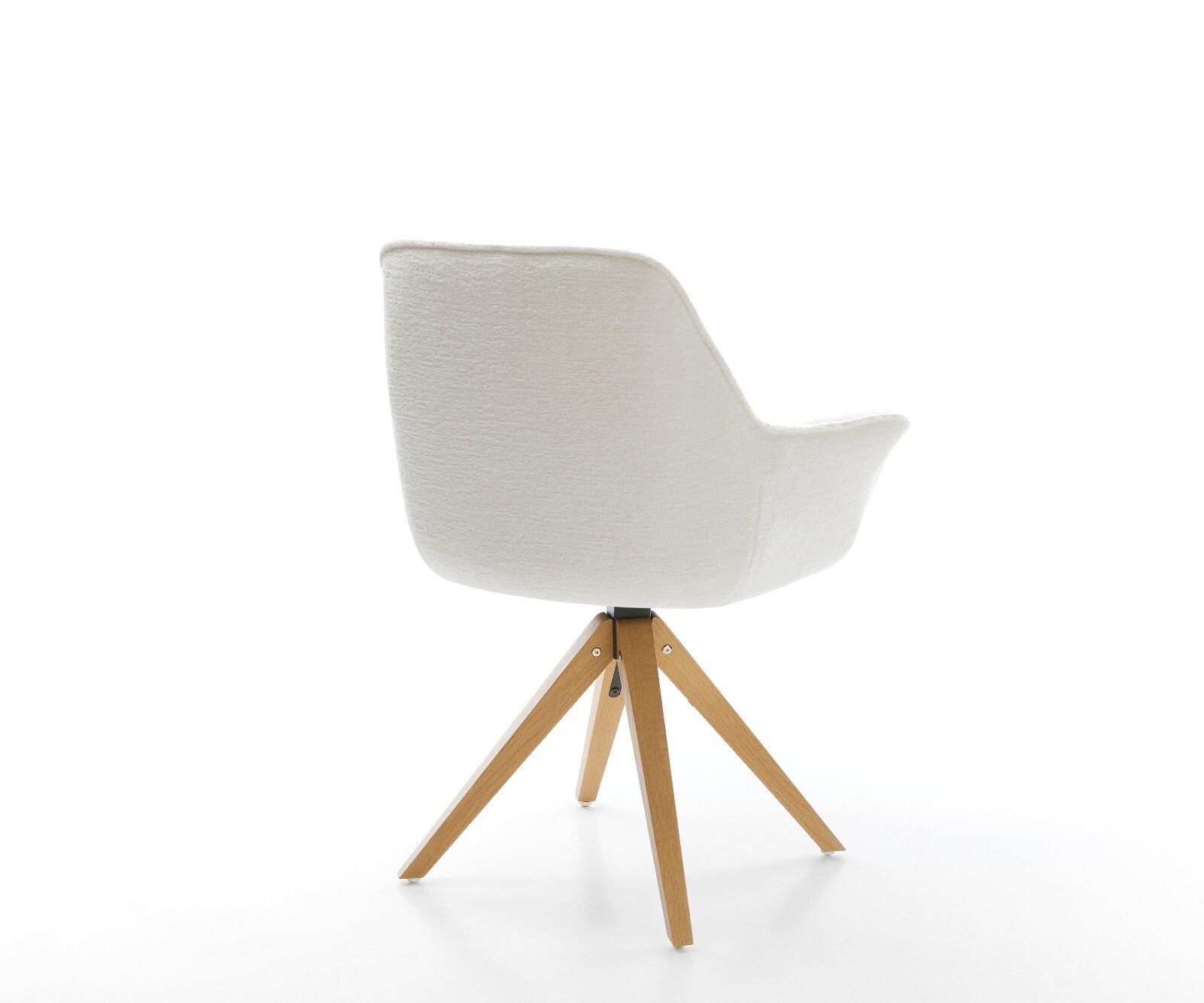 Drehstuhl Kaira-Flex Bouclé Soft Beige Holzgestell kantig Natur 180° drehbar 4