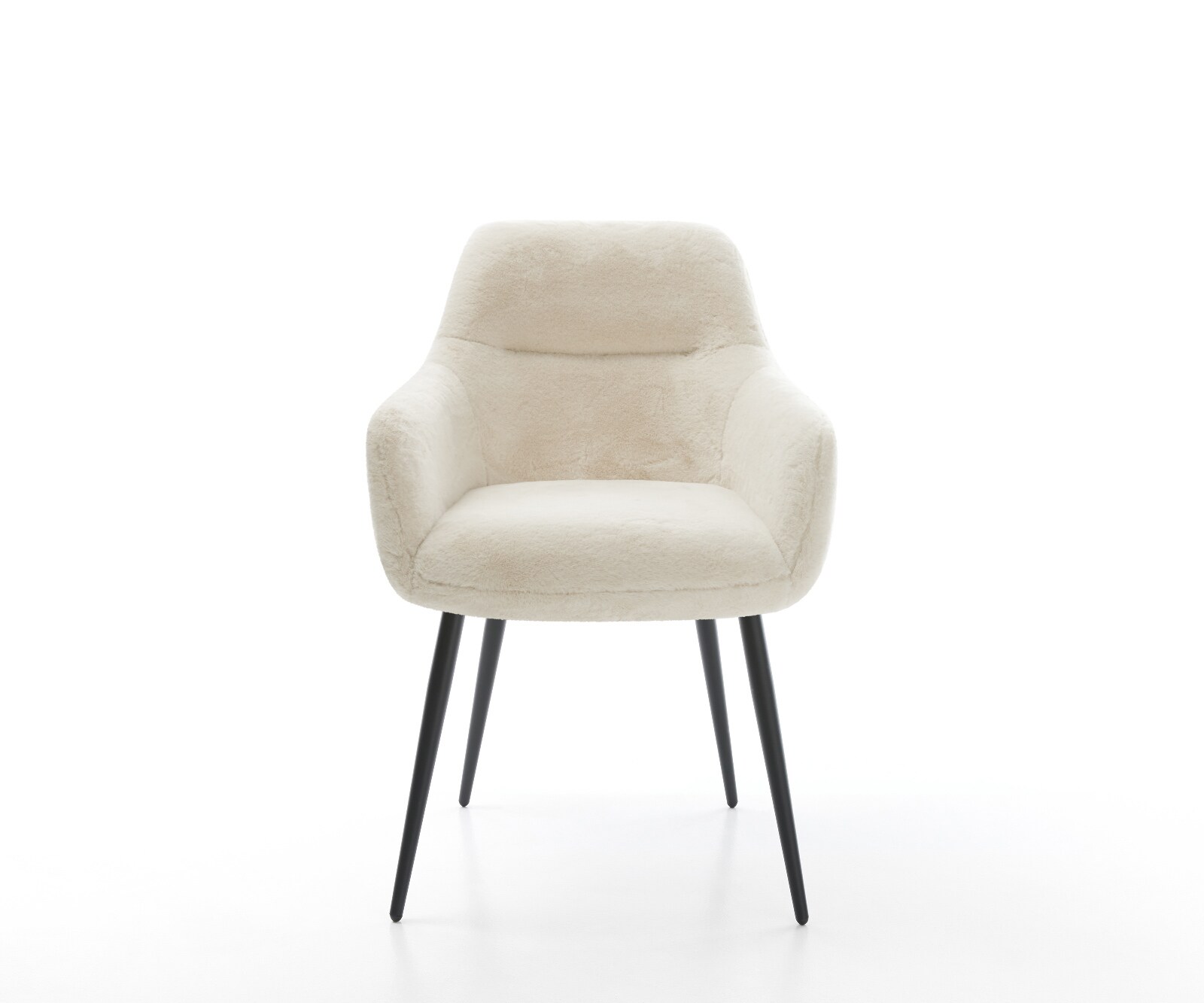 Esszimmerstuhl Pejo-Flex Plüsch Creme-Weiß 4-Fuß konisch Schwarz Taschenfederkern 2