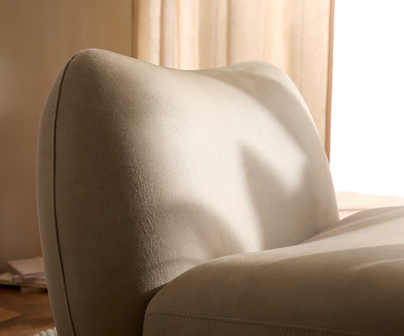 Fauteuil-lounge Zena 75x85 cm microfibre  Beige Vintage 5