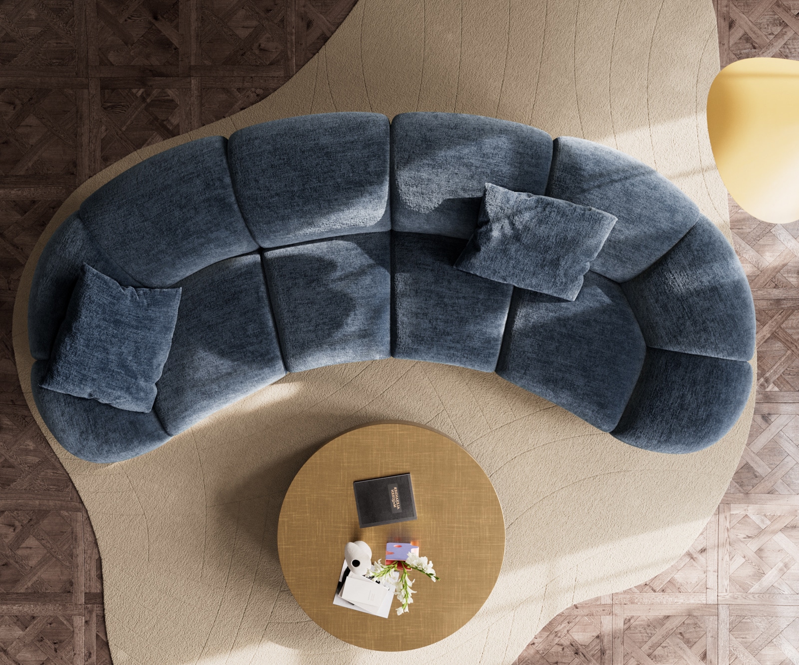 Big-Sofa Lunna 360x175 cm Chenille Blau 2 Kissen 8