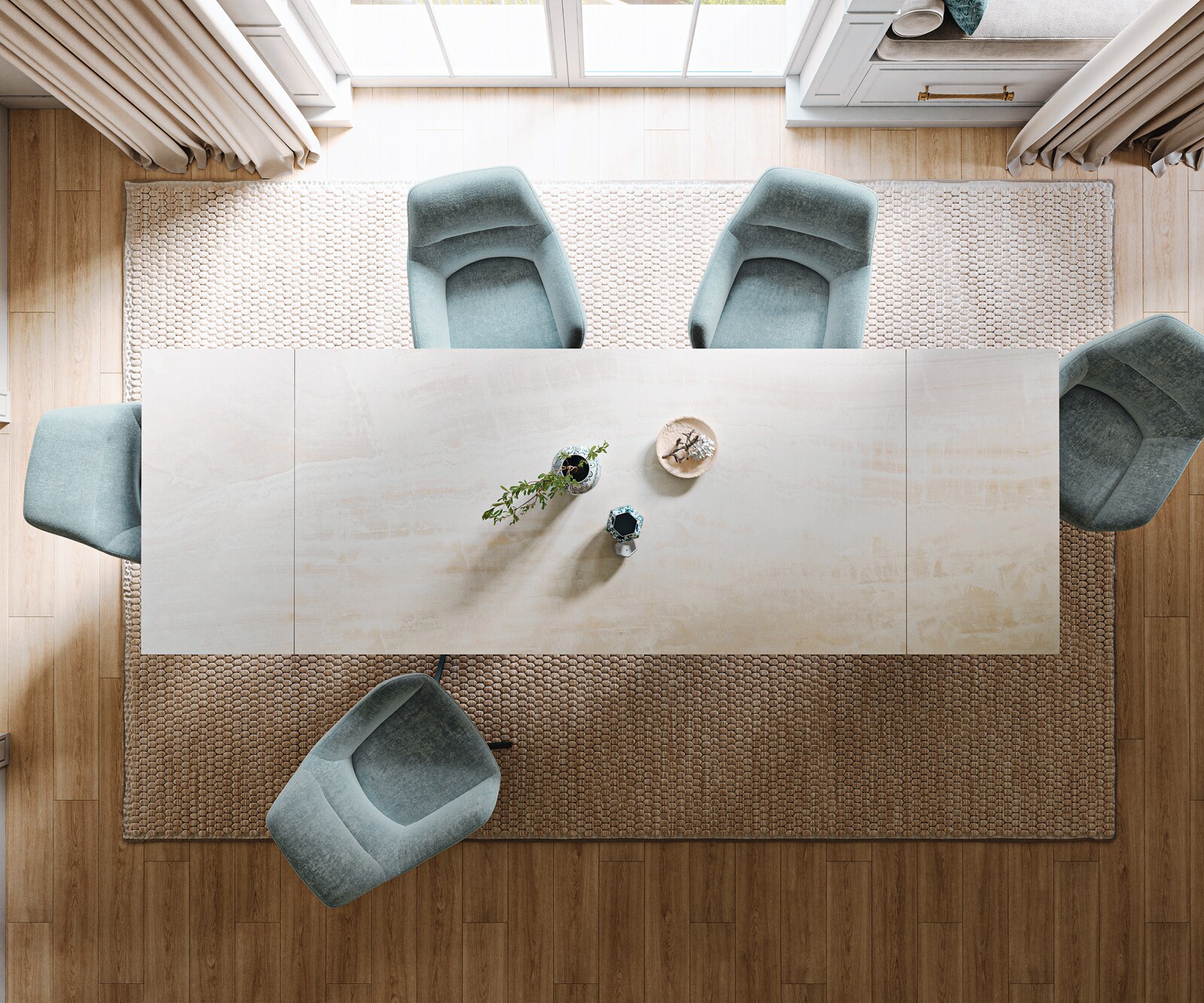 Esstisch Edge 200-300x100 cm Keramik Onyx Champagne Infinity Metall Schwarz ausziehbar 5