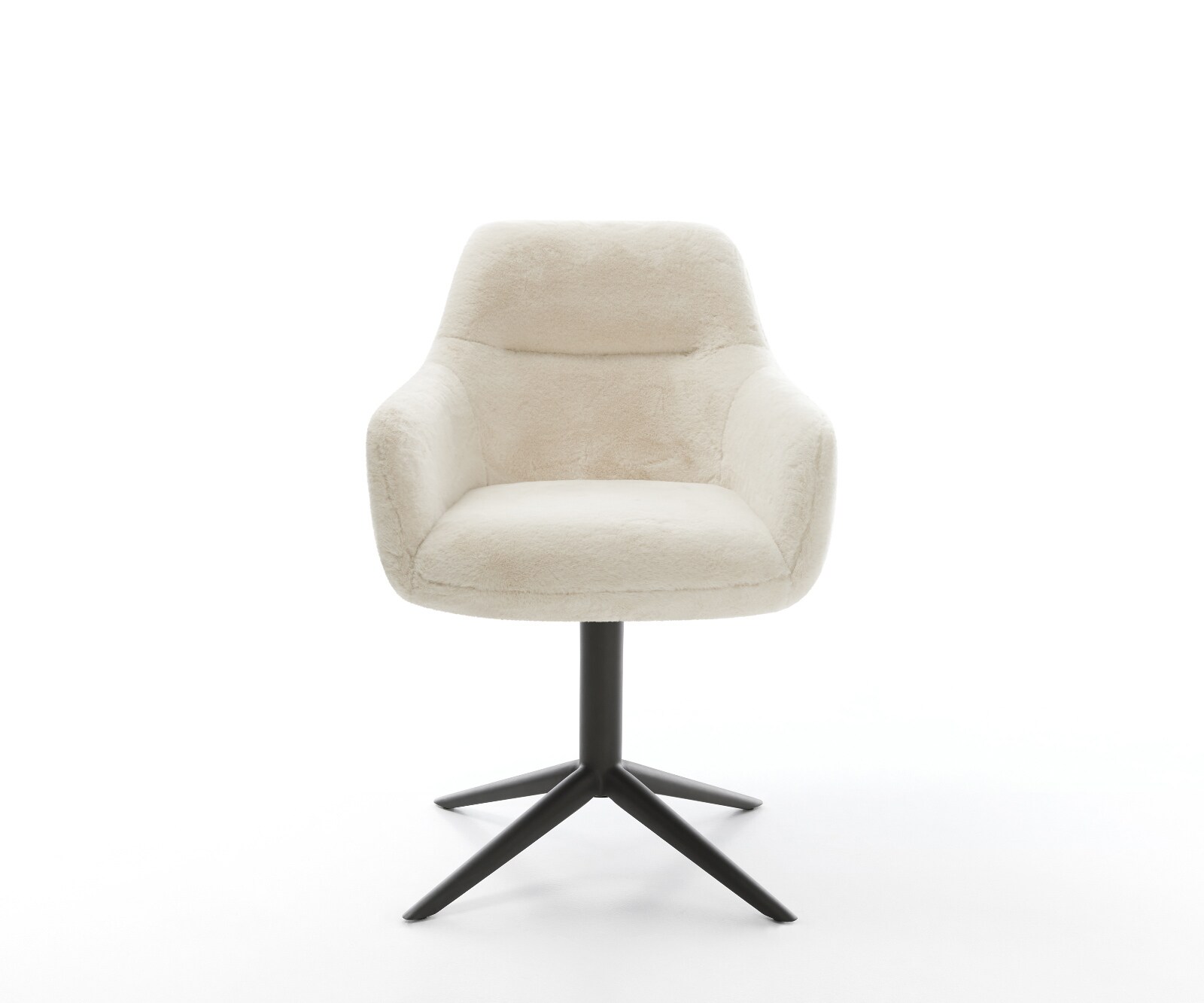 Drehstuhl Pejo-Flex Plüsch Creme-Weiß Fußkreuz Schwarz 360° drehbar Wippfunktion Taschenfederkern 1