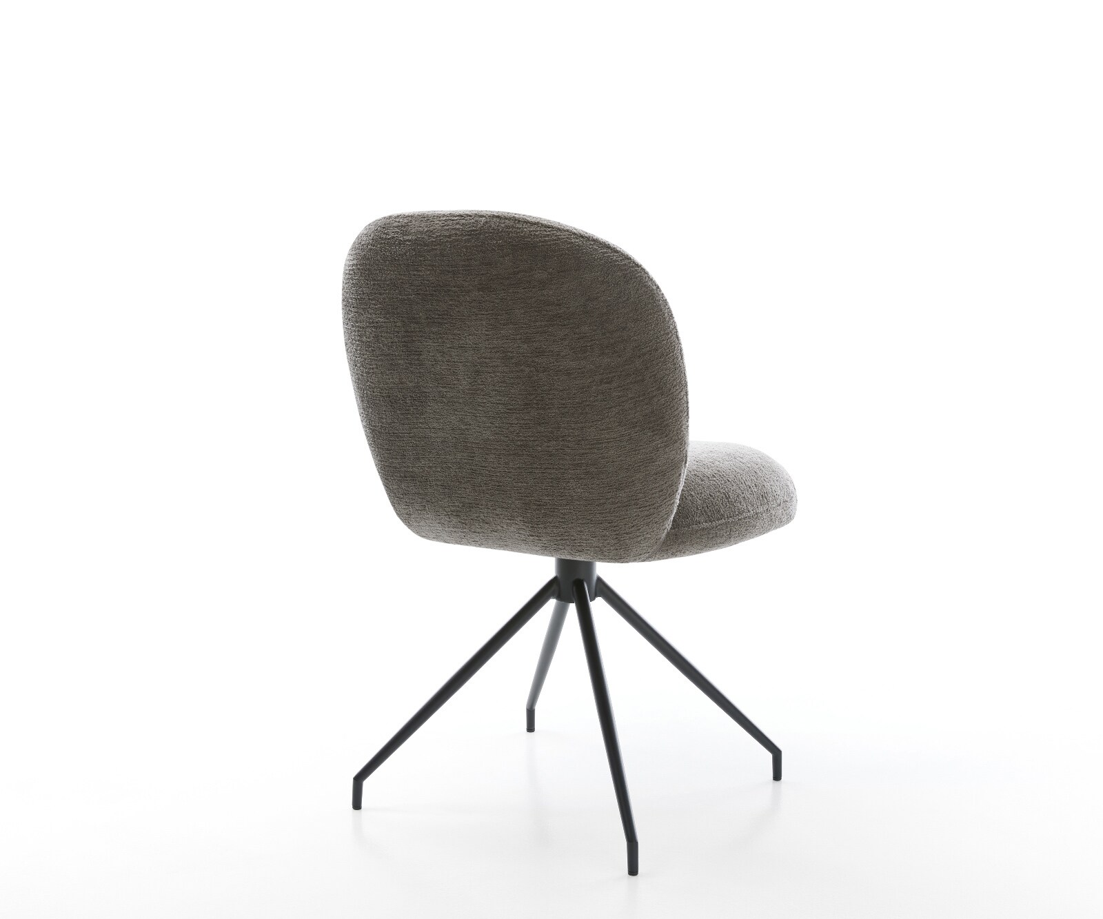 Chaise-de-salle-à-manger Nube-Flex bouclé doux couleur boue pied croisé conique noir resorts ensachés 5