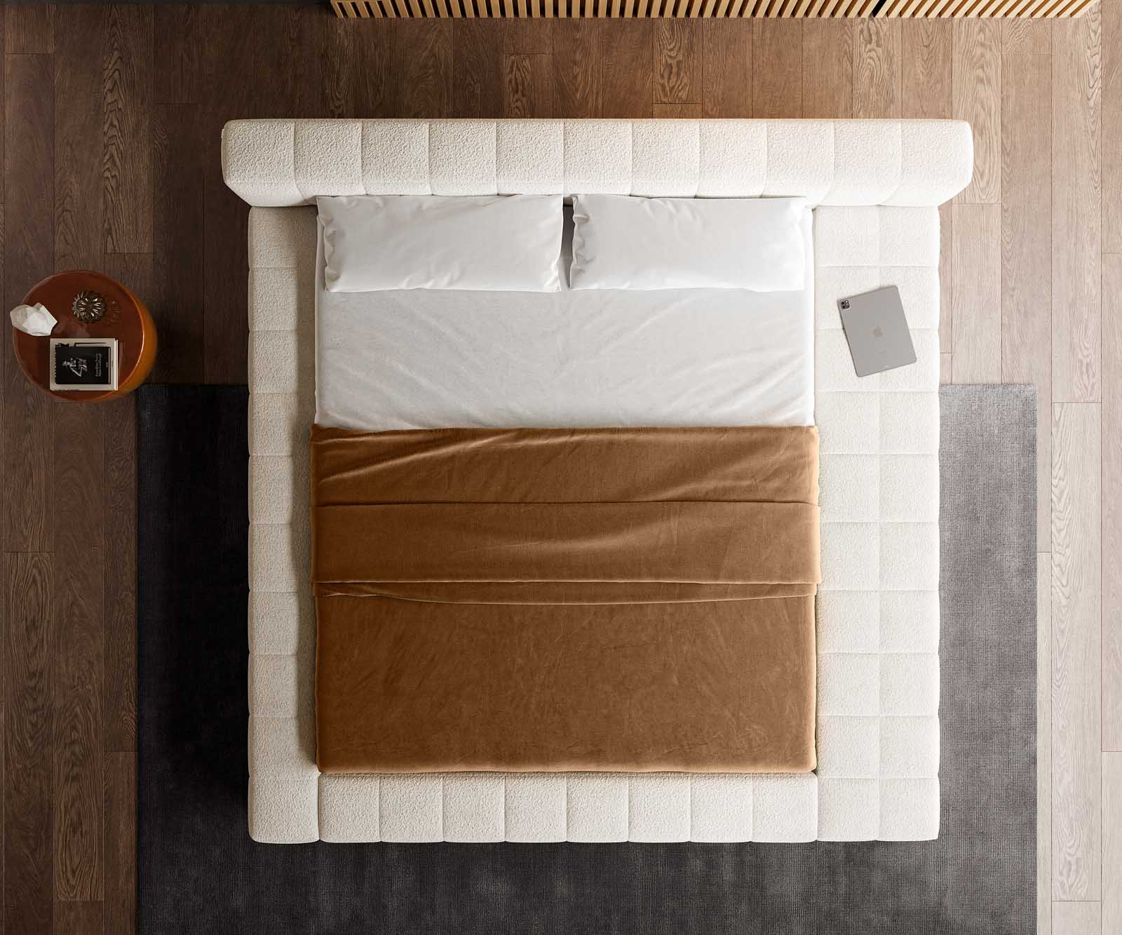 Polsterbettgestell Espazio 180x200 cm Bouclé Creme-Weiß mit Stauraum 5 Polsterbettgestell Espazio 180x200 cm Bouclé Creme-Weiß mit Stauraum 5