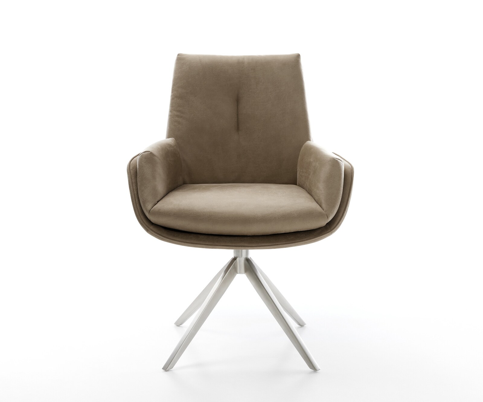 Drehstuhl Clea-Flex Mikrofaser Beige Vintage Kreuzgestell breit Edelstahl 360° drehbar Wippfunktion 1