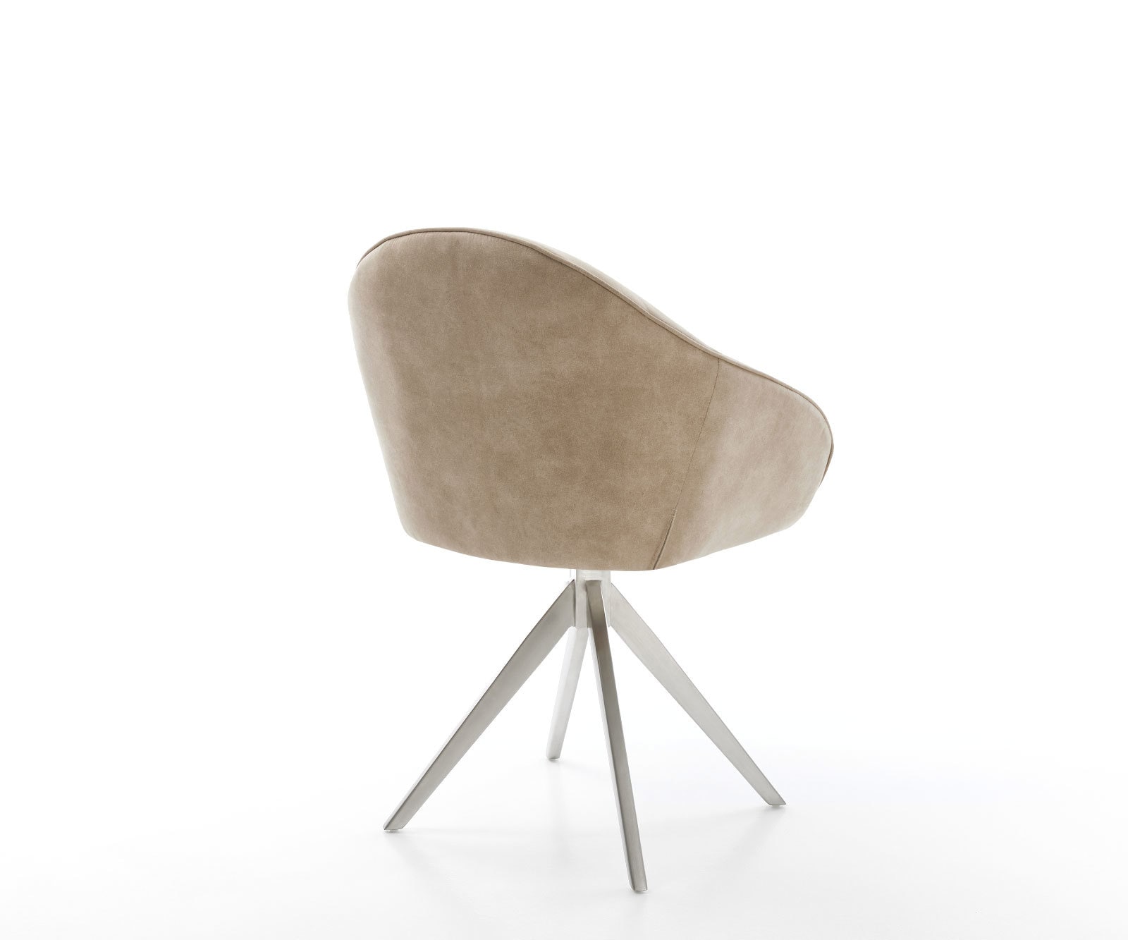 Chaise-de-salle-à-manger Gaio-Flex microvelours beige vintage pied croisé angulaire acier inoxydable brossé 4 Chaise-de-salle-à-manger Gaio-Flex microvelours beige vintage pied croisé angulaire acier inoxydable brossé 4
