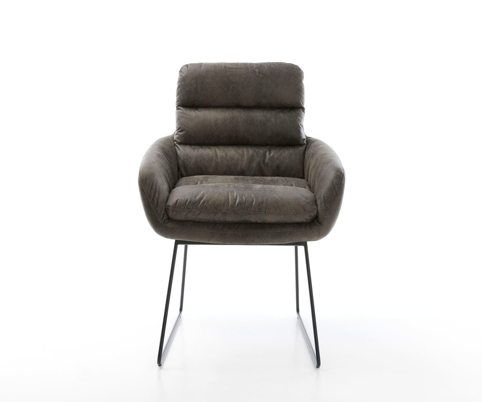 Esszimmerstuhl Abelia-Flex mit Armlehnen Mikrofaser Grau Antik Kufengestell Schwarz 1 Esszimmerstuhl Abelia-Flex mit Armlehnen Mikrofaser Grau Antik Kufengestell Schwarz 1