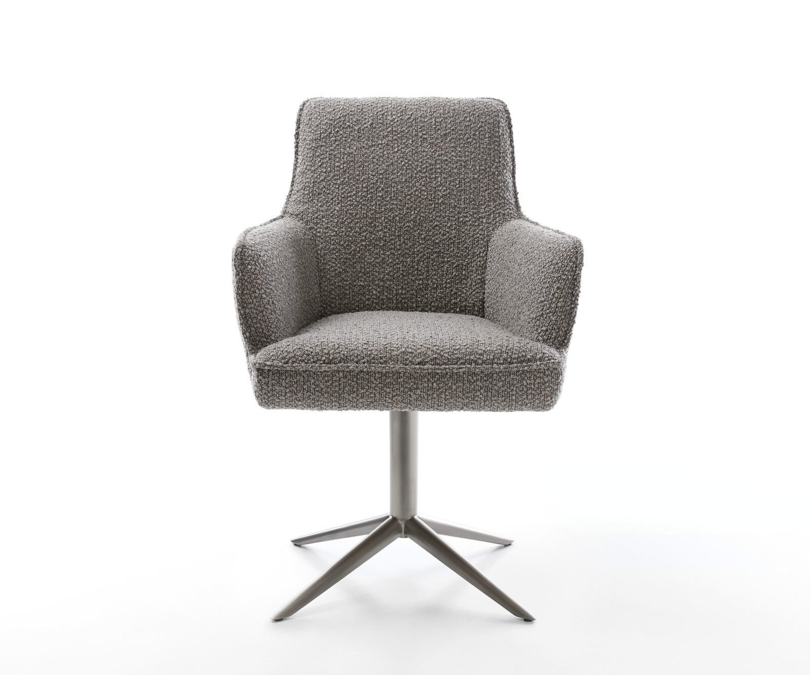 Drehstuhl Heira-Flex mit Armlehnen Bouclé Silbergrau Fußkreuz Graphit 360° drehbar Wippfunktion Taschenfederkern 1