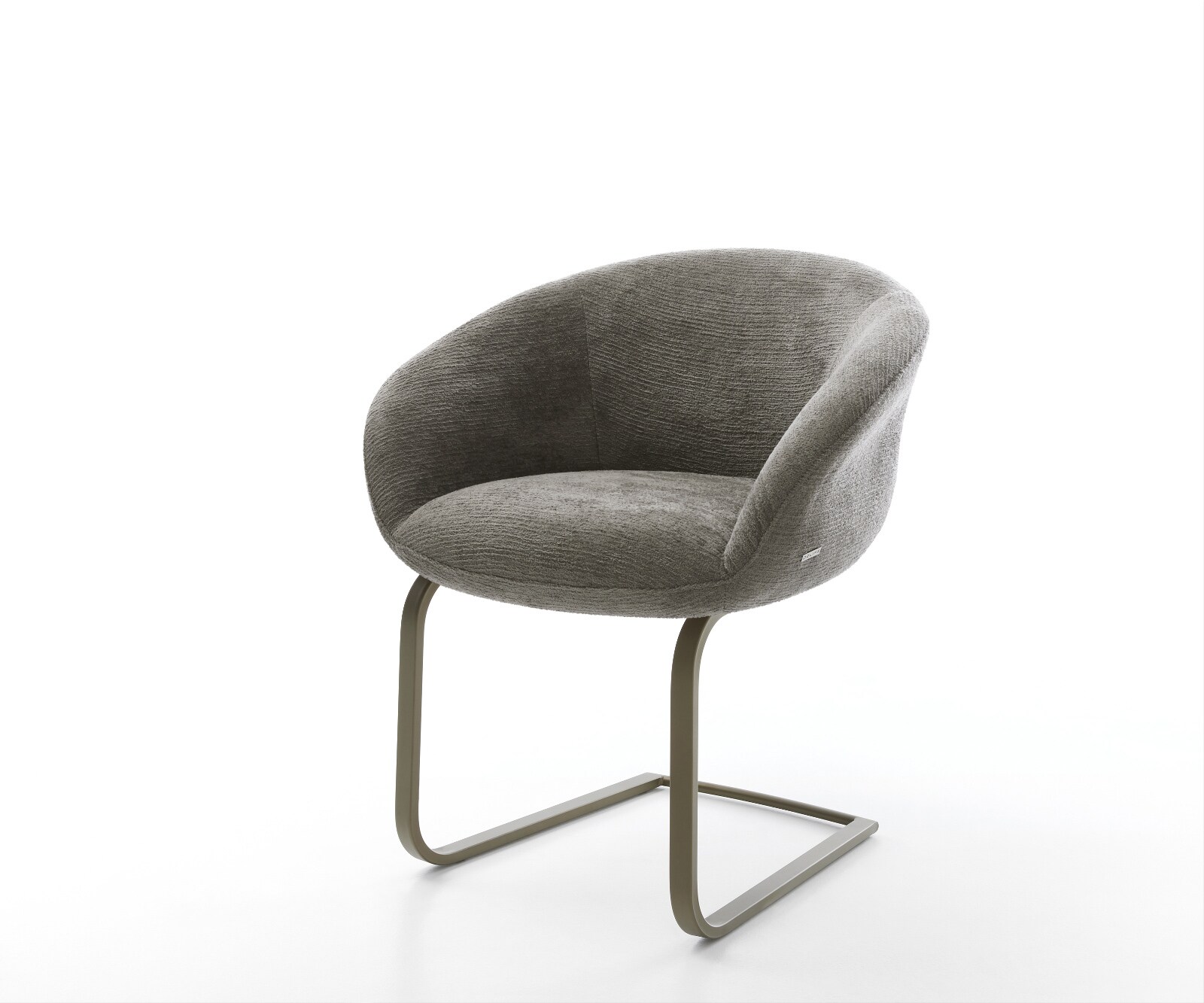 Freischwinger Vinka-Flex mit Armlehnen Bouclé Soft Schlamm Freischwinger flach Effektfinish Titan Taschenfederkern 1