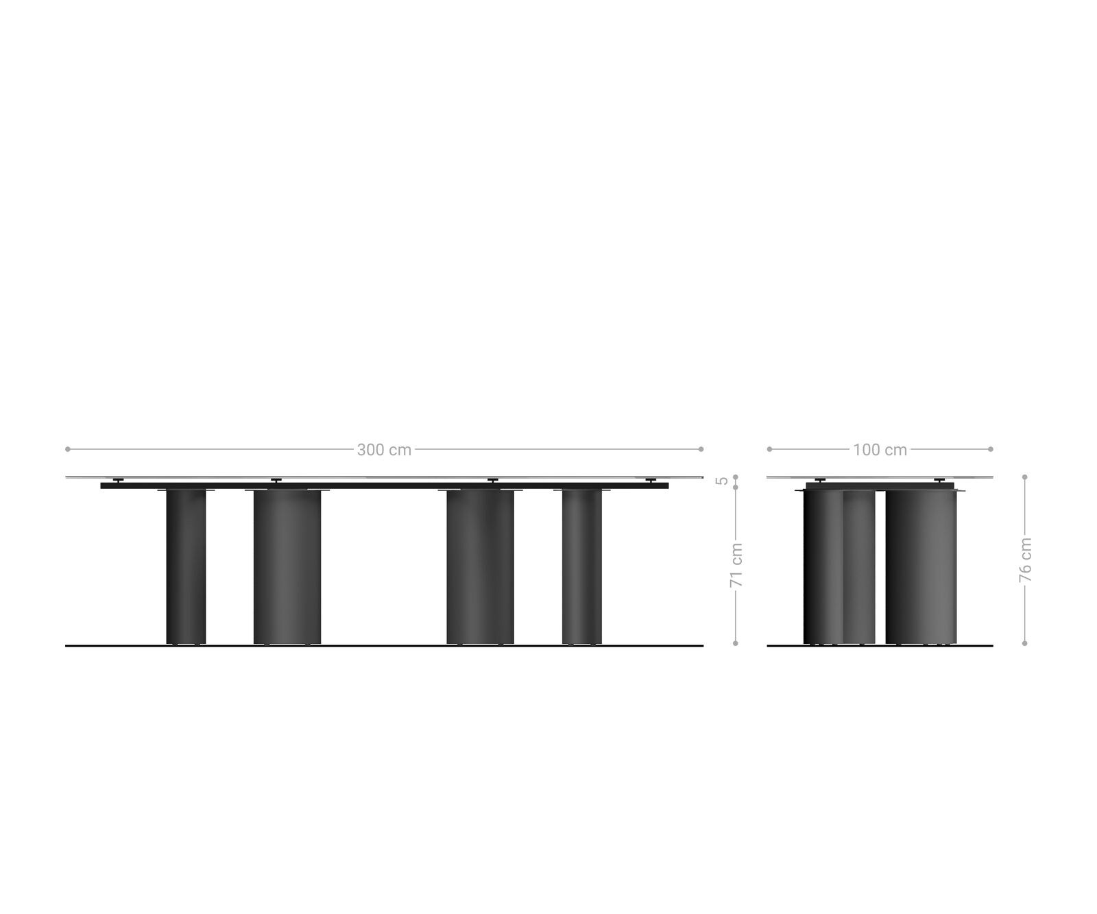 Esstisch Edge 300x100 Keramik Laminam® Sabbia Eichefarbig Pilier Edelstahl Graphit 8