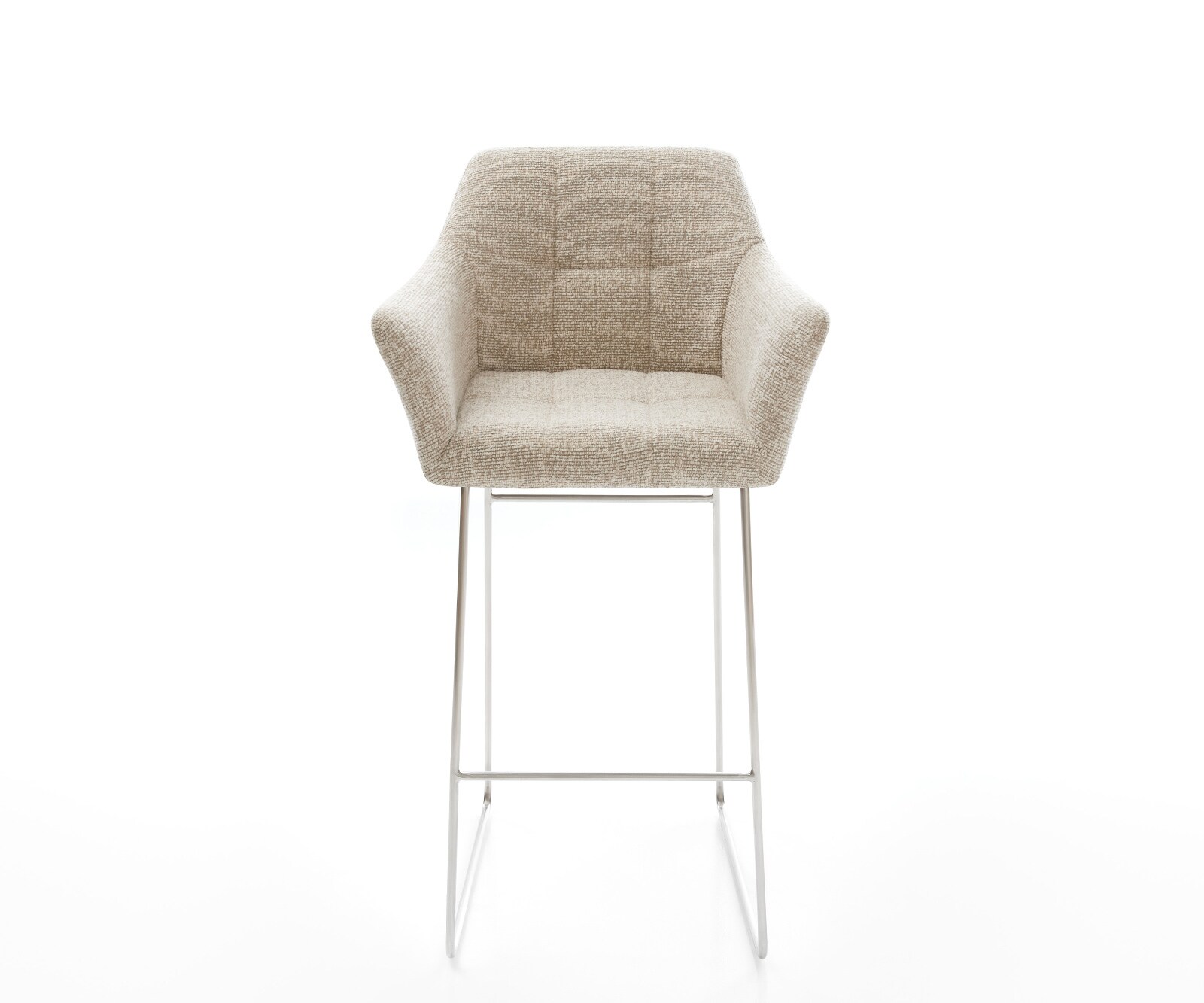 Barstuhl Yulo-Flex Webstoff Soft Beige Kufengestell Edelstahl Silberfarben 1