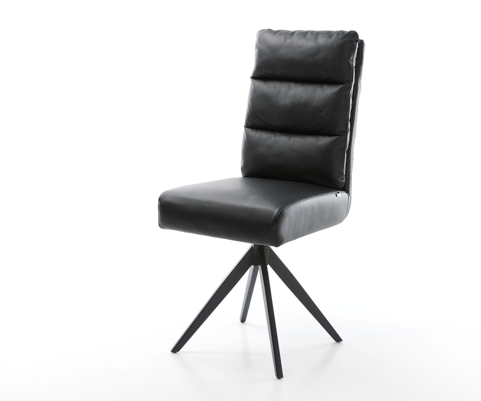 Drehstuhl Pela-Flex Echt-Leder Schwarz Kreuzgestell kantig Schwarz 180° drehbar Taschenfederkern