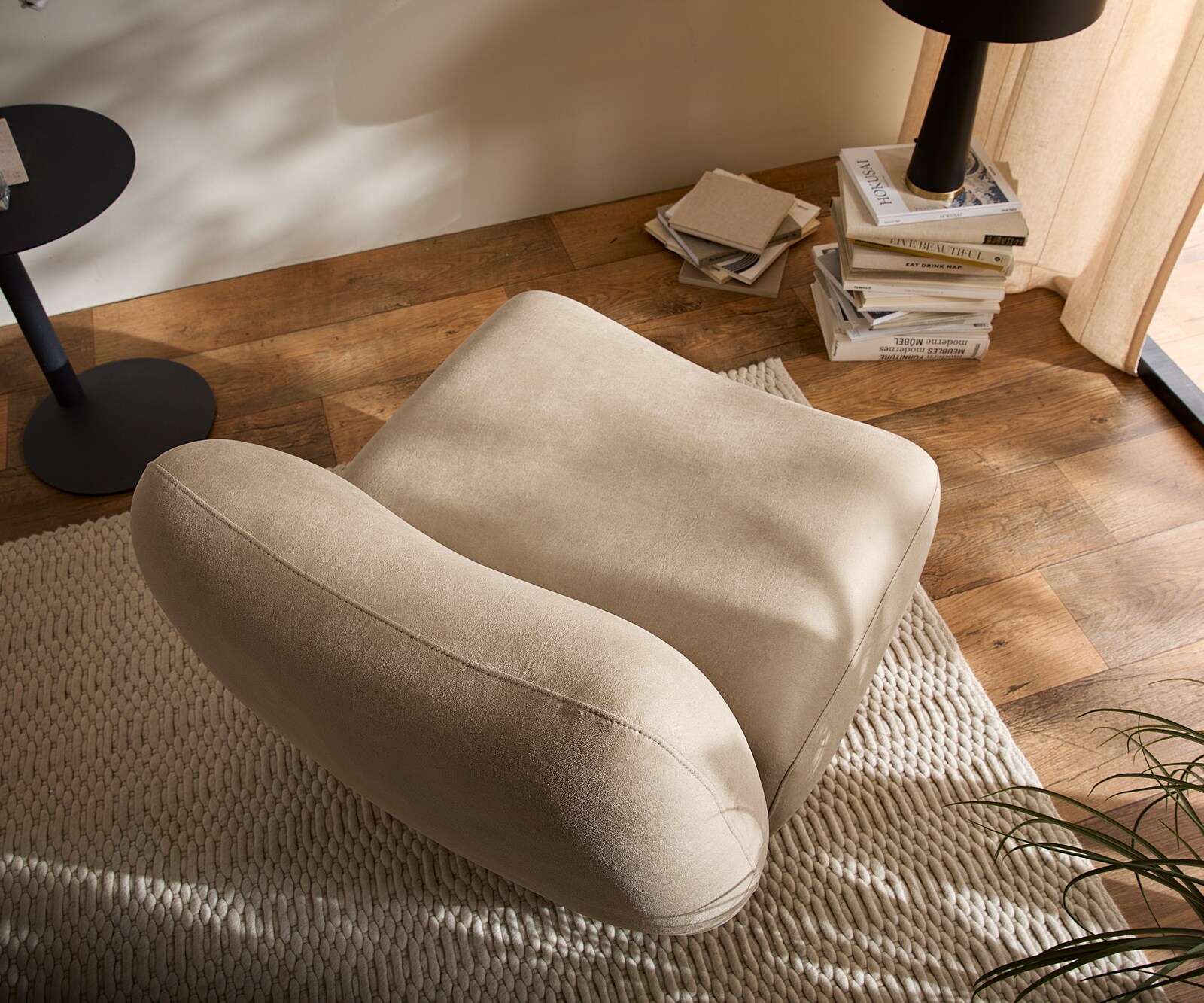 Fauteuil-lounge Zena 75x85 cm microfibre  Beige Vintage 3