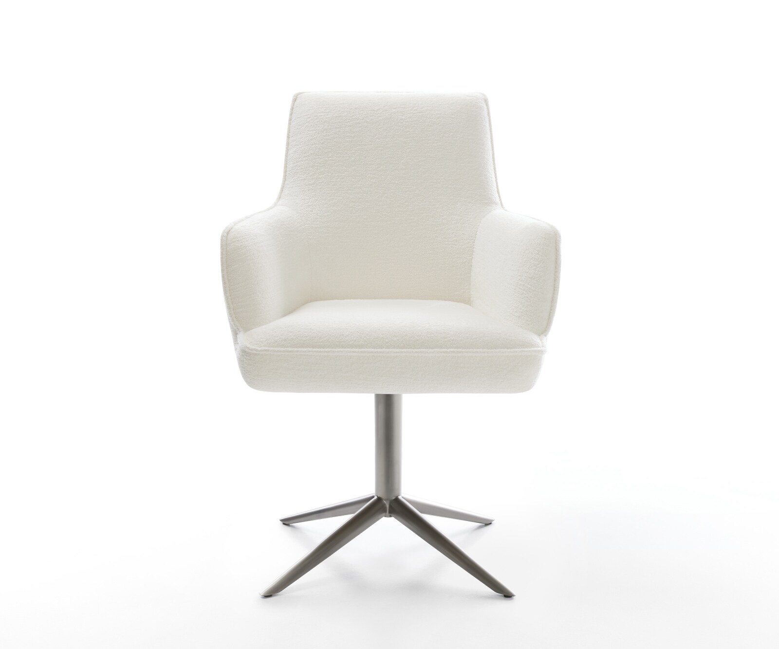 Drehstuhl Heira-Flex mit Armlehnen Bouclé Soft Beige Fußkreuz Graphit 360° drehbar Wippfunktion Taschenfederkern 1