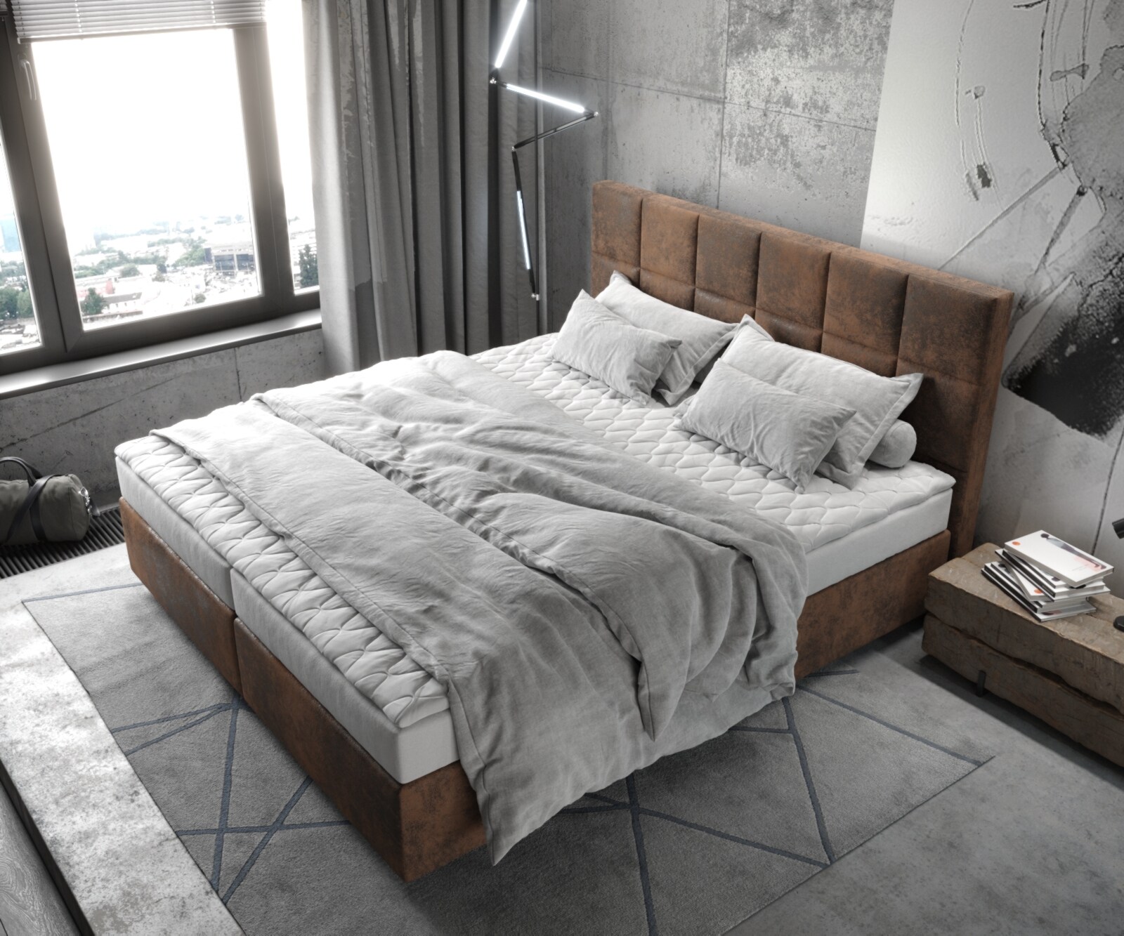 Boxspringbett Dream-Fine 180x200 cm Mikrofaser Braun mit Matratze und Topper 3 Boxspringbett Dream-Fine 180x200 cm Mikrofaser Braun mit Matratze und Topper 3