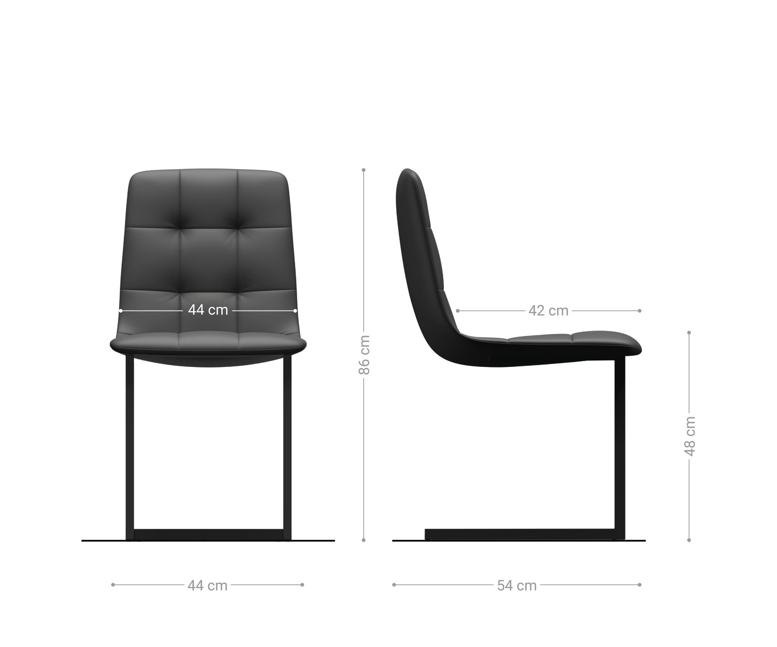 4-er-Set-Esszimmerstuhl Caro-Adesso Hellgrau Samt Freischwinger 4